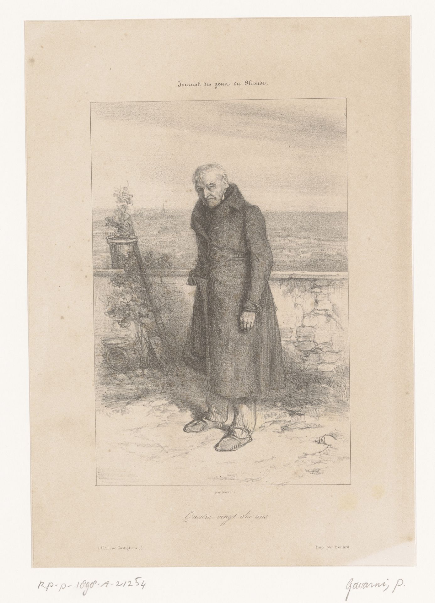 Portret van de vader van de kunstenaar op negentigjarige leeftijd by Paul Gavarni