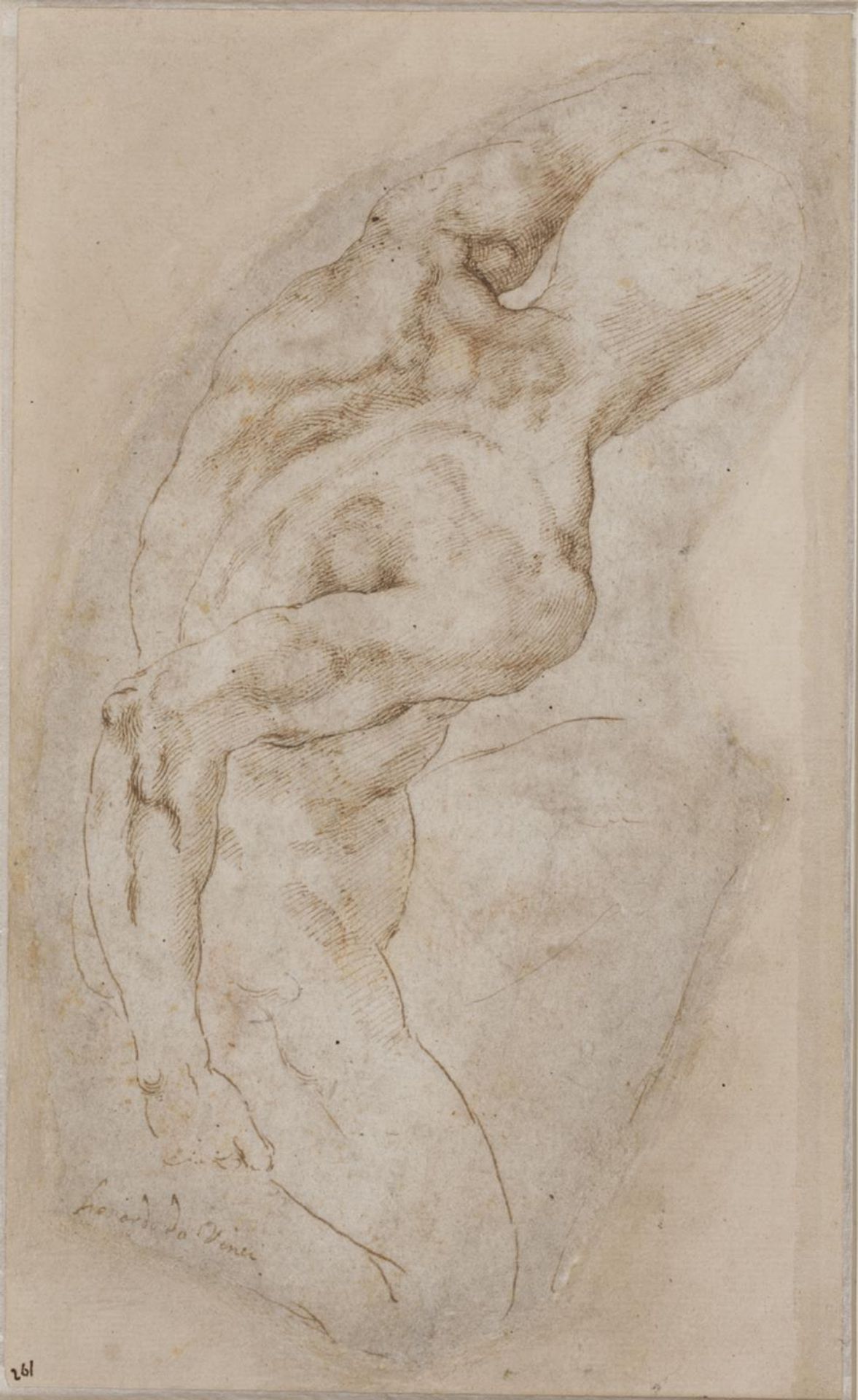 A kneeling youth seen from behind by Anonymous