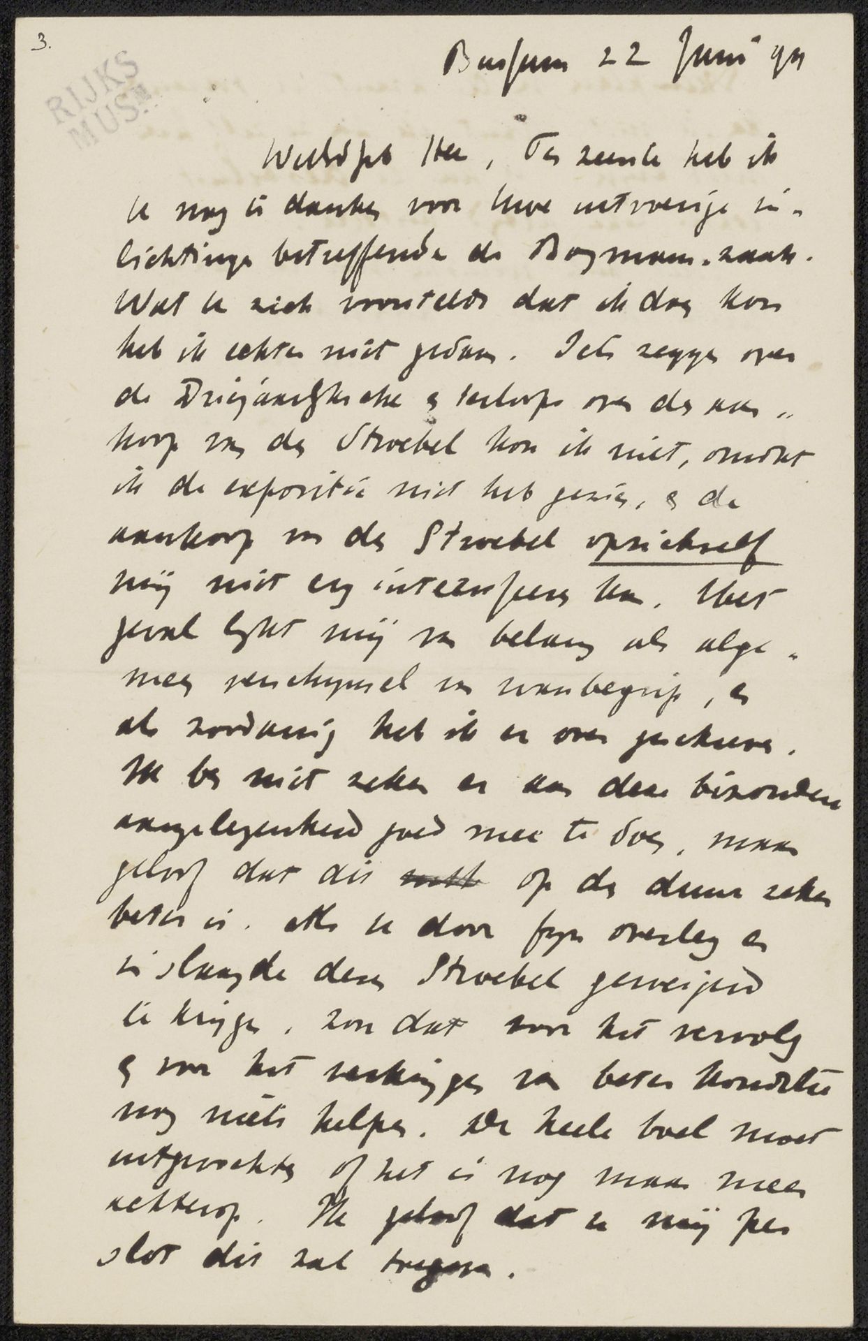 Brief aan Pieter Haverkorn van Rijsewijk by Jan Veth