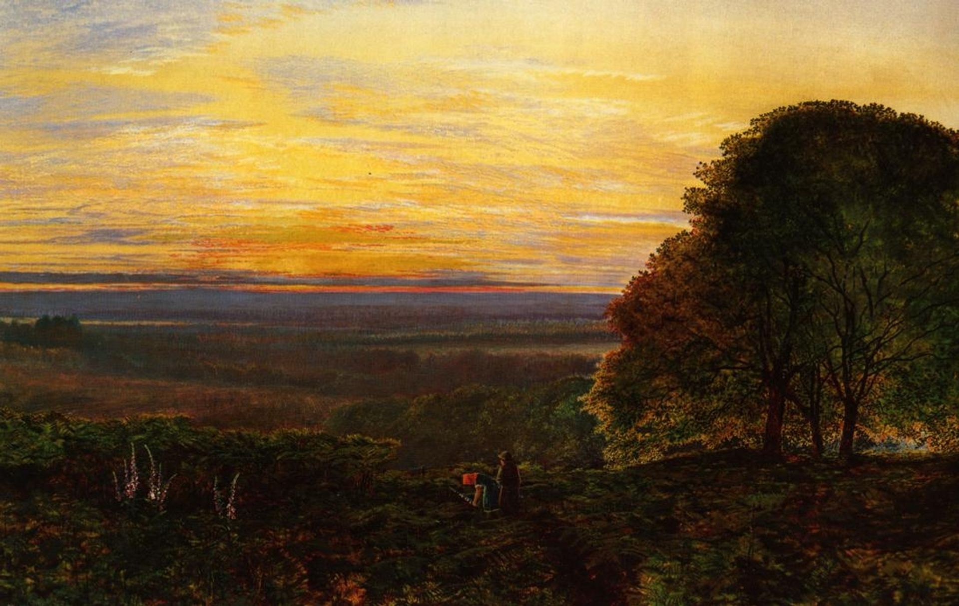 Sunset from Chilworth Common, Hampshire by John Atkinson Grimshaw