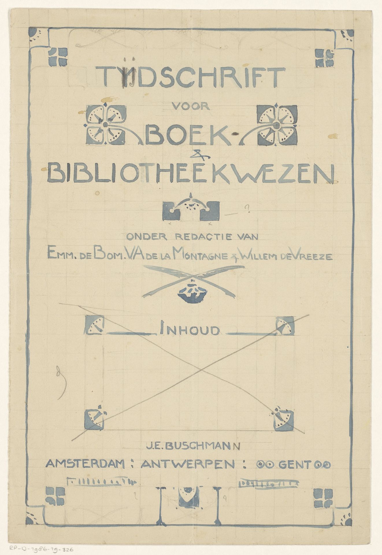 Omslagontwerp voor: Tijdschrift voor boek- en bibliotheekwezen, 1903 by Reinier Willem Petrus de (1874-1952) Vries