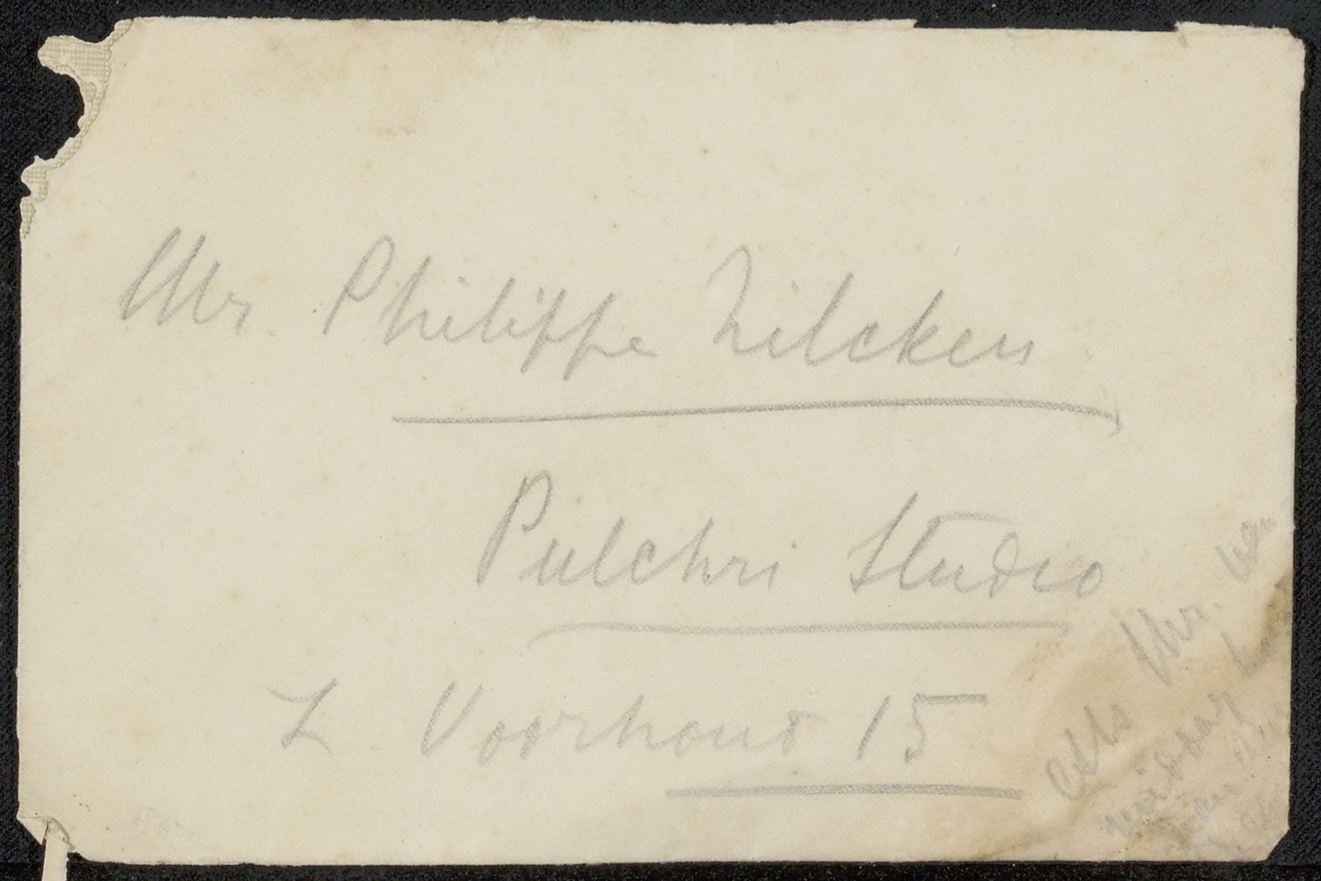 Envelop aan Philip Zilcken by gravin Olga Leutrum von Ertingen-Okolicsanyi d’Okolica