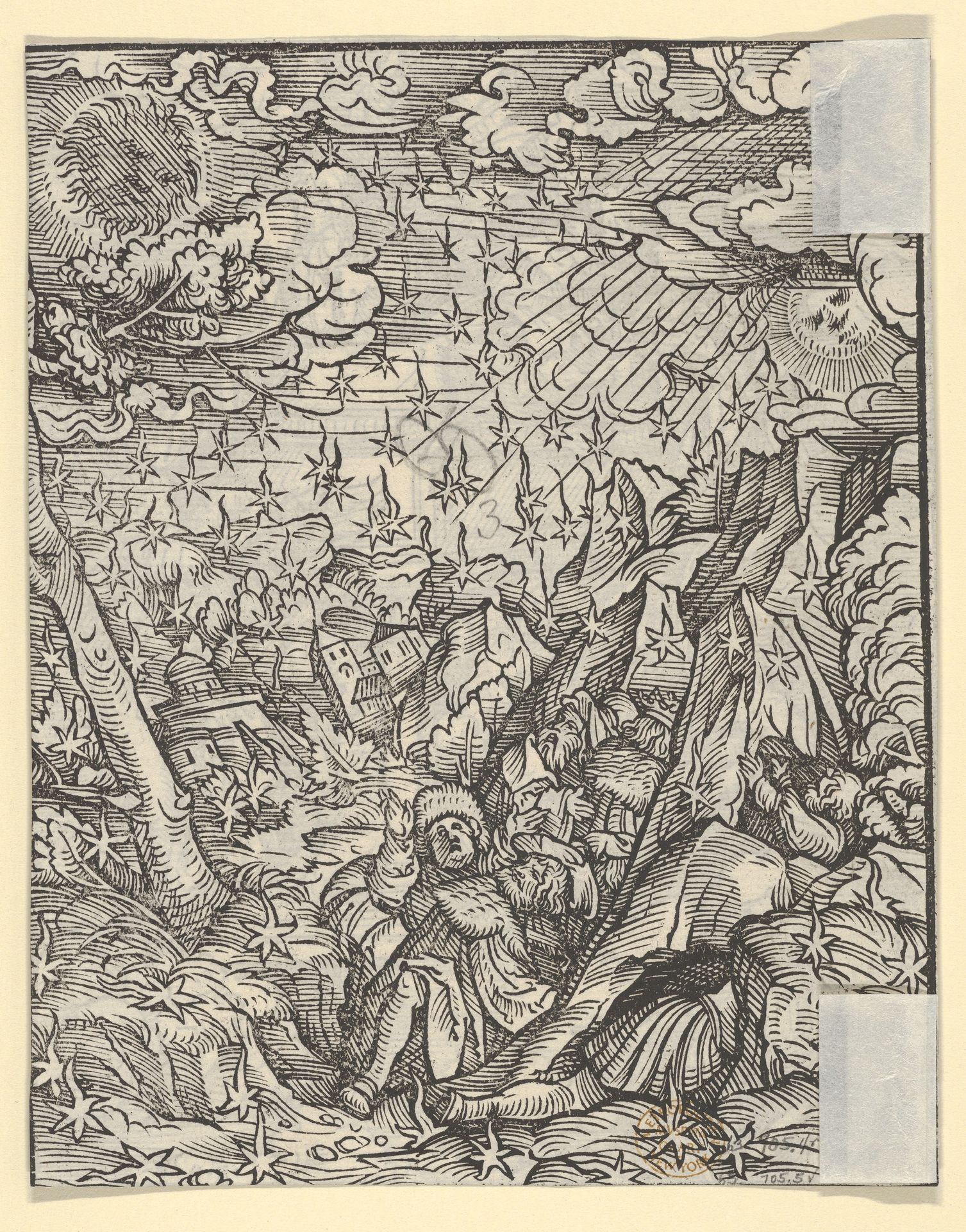 Verso of Sheet with The Fire-Rain, from The Apocalypse by Hans Burgkmair