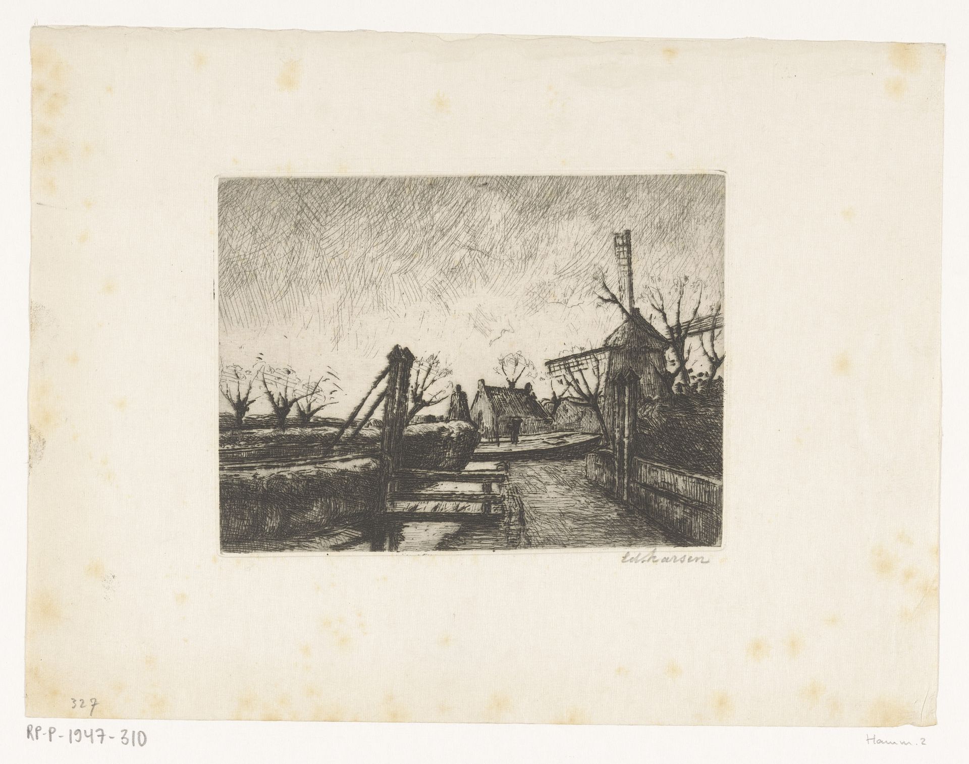 Pad met brug langs een sloot by Eduard Karsen