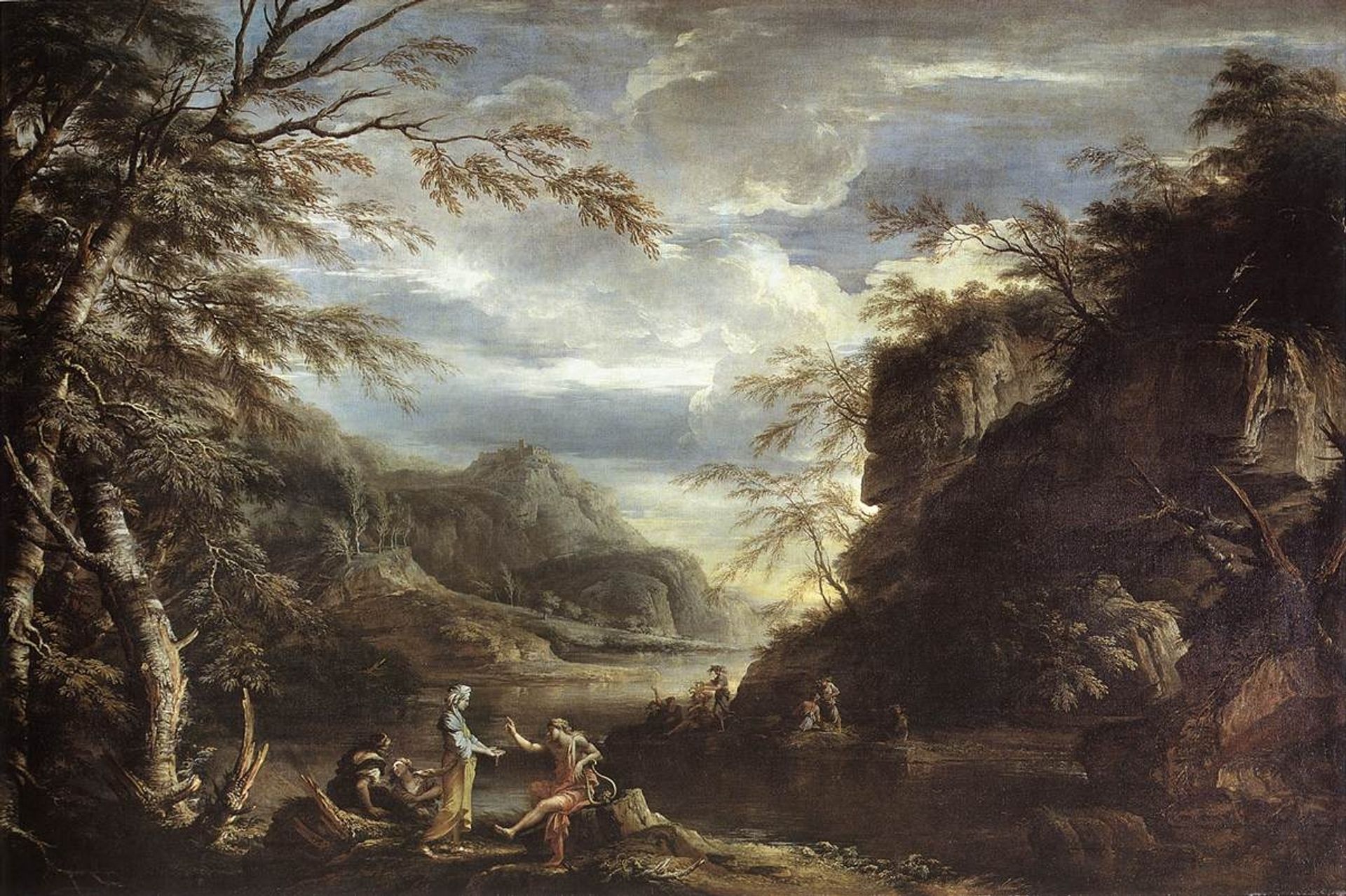 River Landscape with Apollo and the Cumean Sibyl by Salvator Rosa