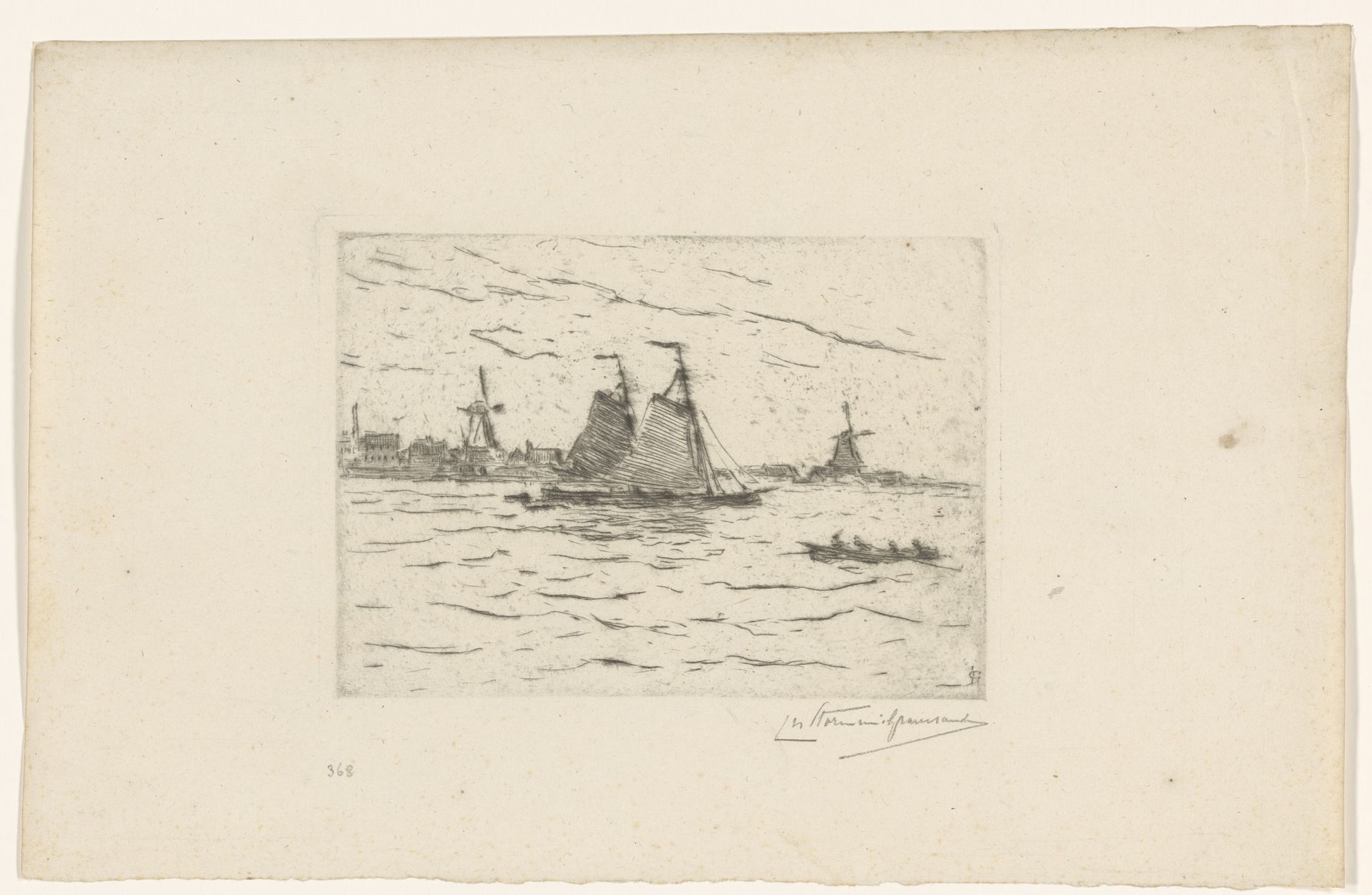 Zeilboten op de Maas bij Dordrecht by Carel Nicolaas Storm van 's-Gravesande