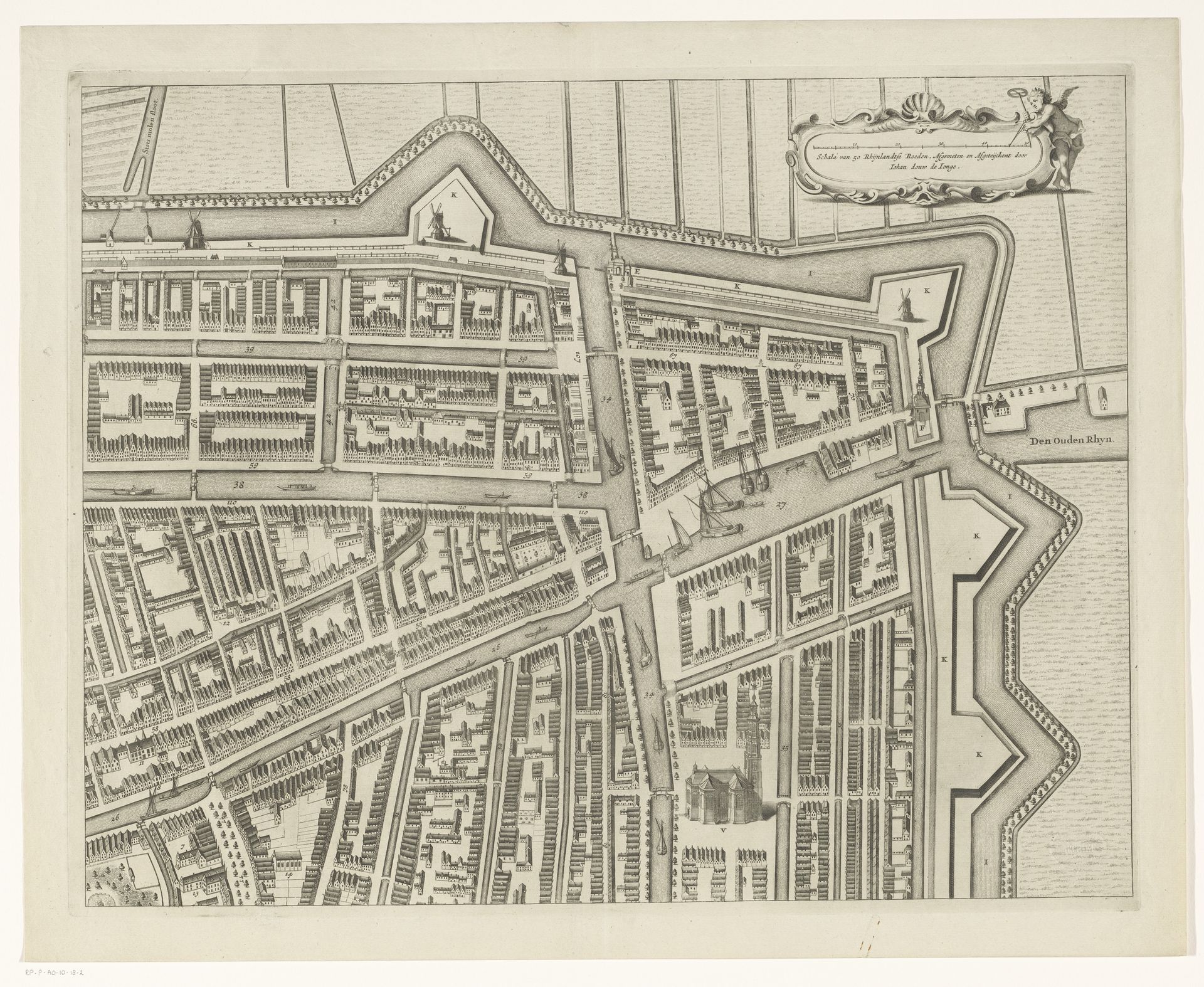 Plattegrond van Leiden (deel rechtsboven) by Christiaan Hagen
