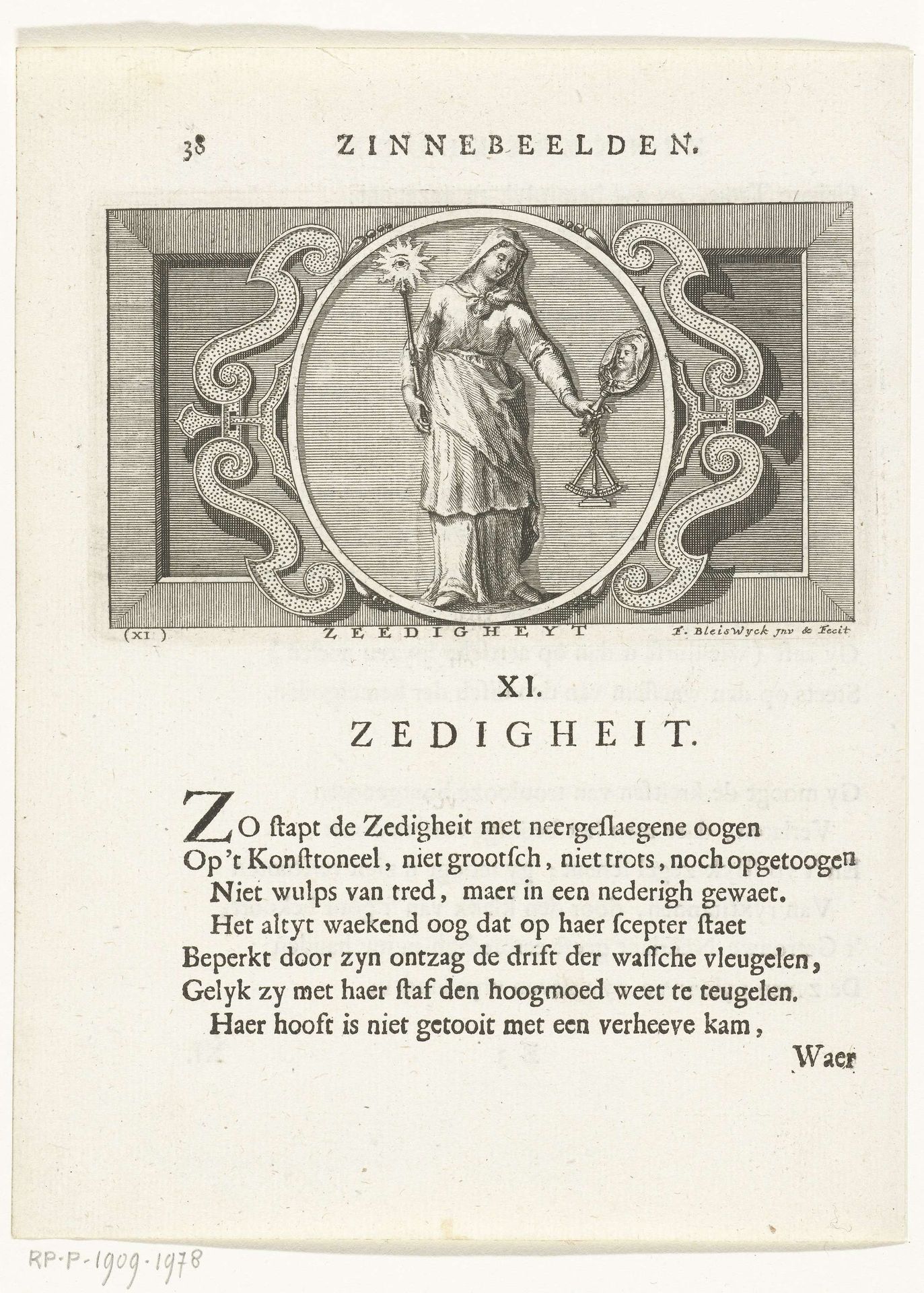 Embleem met allegorie op zedigheid by François van Bleyswijck