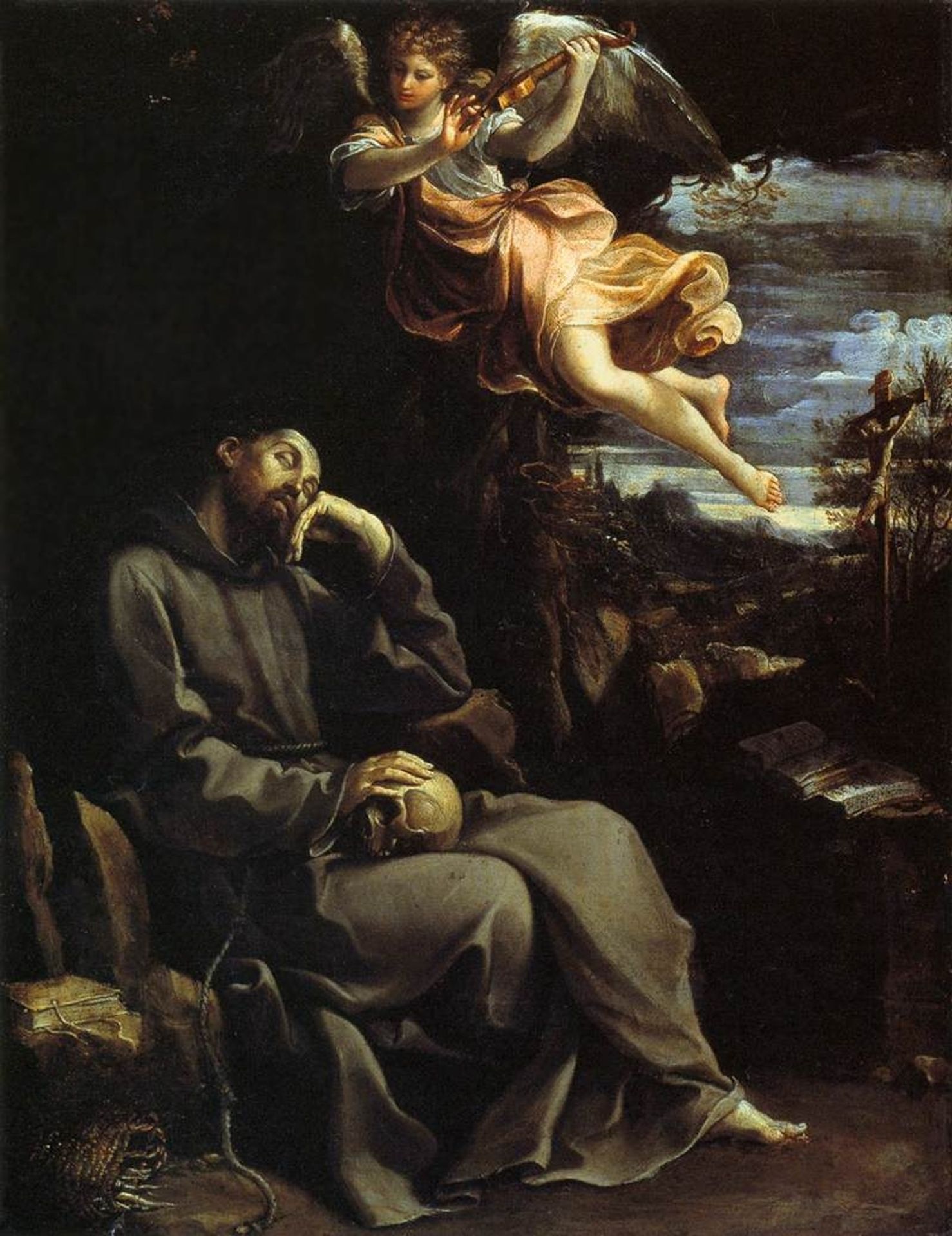 St Francis Consoled by Angelic Music by Guido Reni