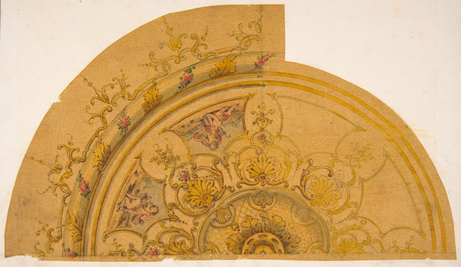 Partial design for a circular ceiling decoration by Jules-Edmond-Charles Lachaise