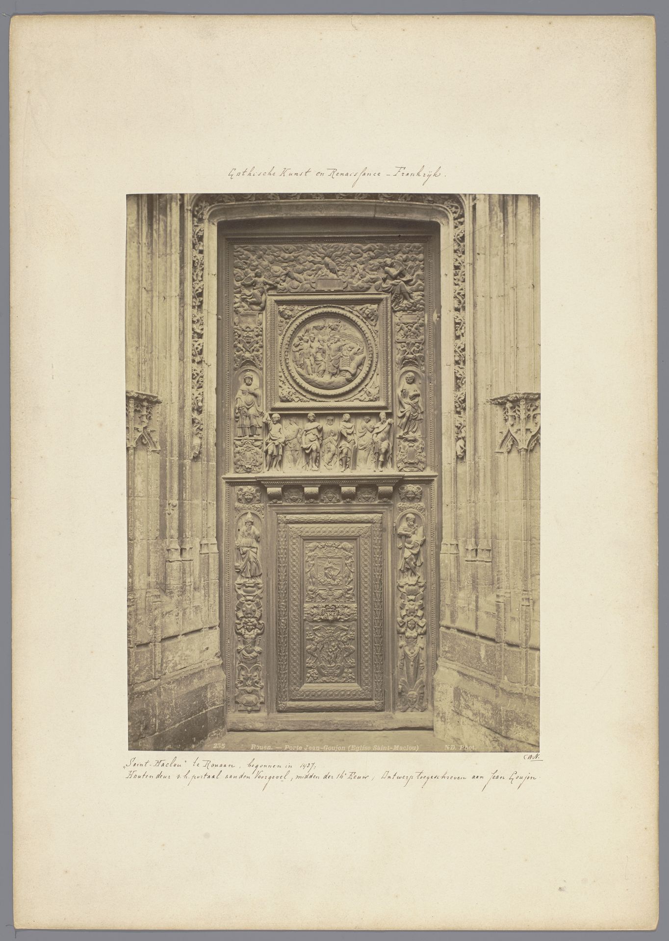Deur van de Saint-Maclou te Rouen door Jean Goujon by Étienne Neurdein
