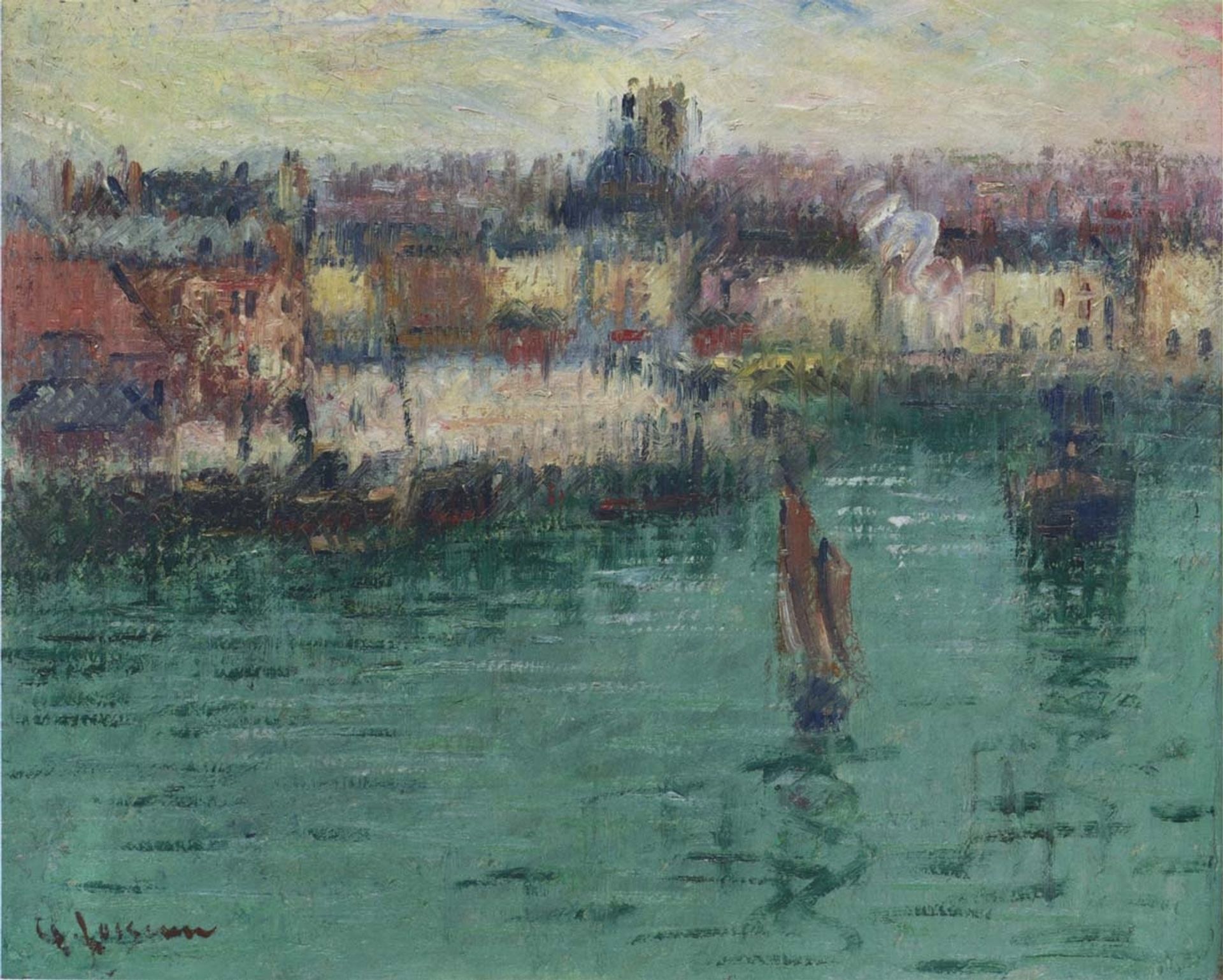 Port at Dieppe by Gustave Loiseau