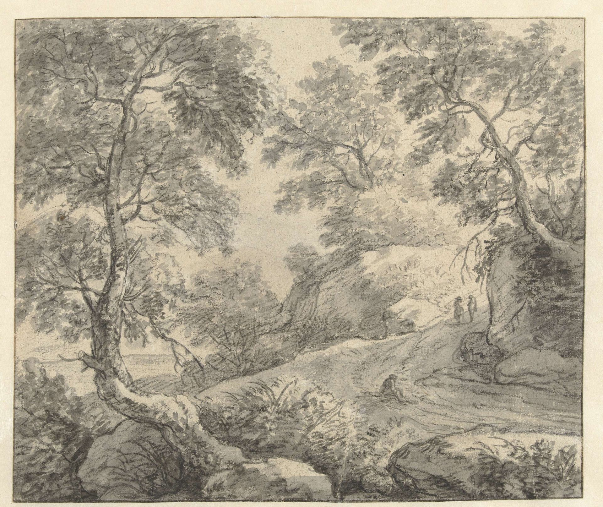 Heuvelachtig landschap met een slingerende weg by Anthonie Waterloo