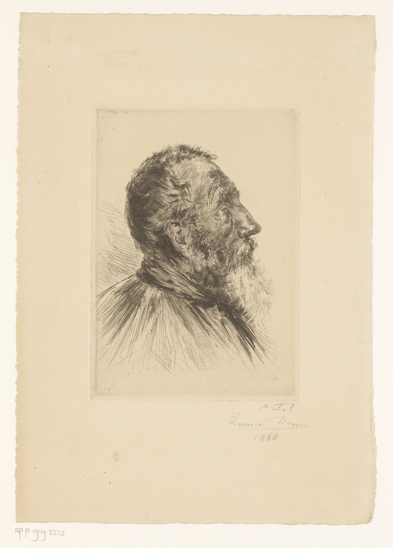Portret van een onbekende man, mogelijk een jachtopziener by Louise Danse