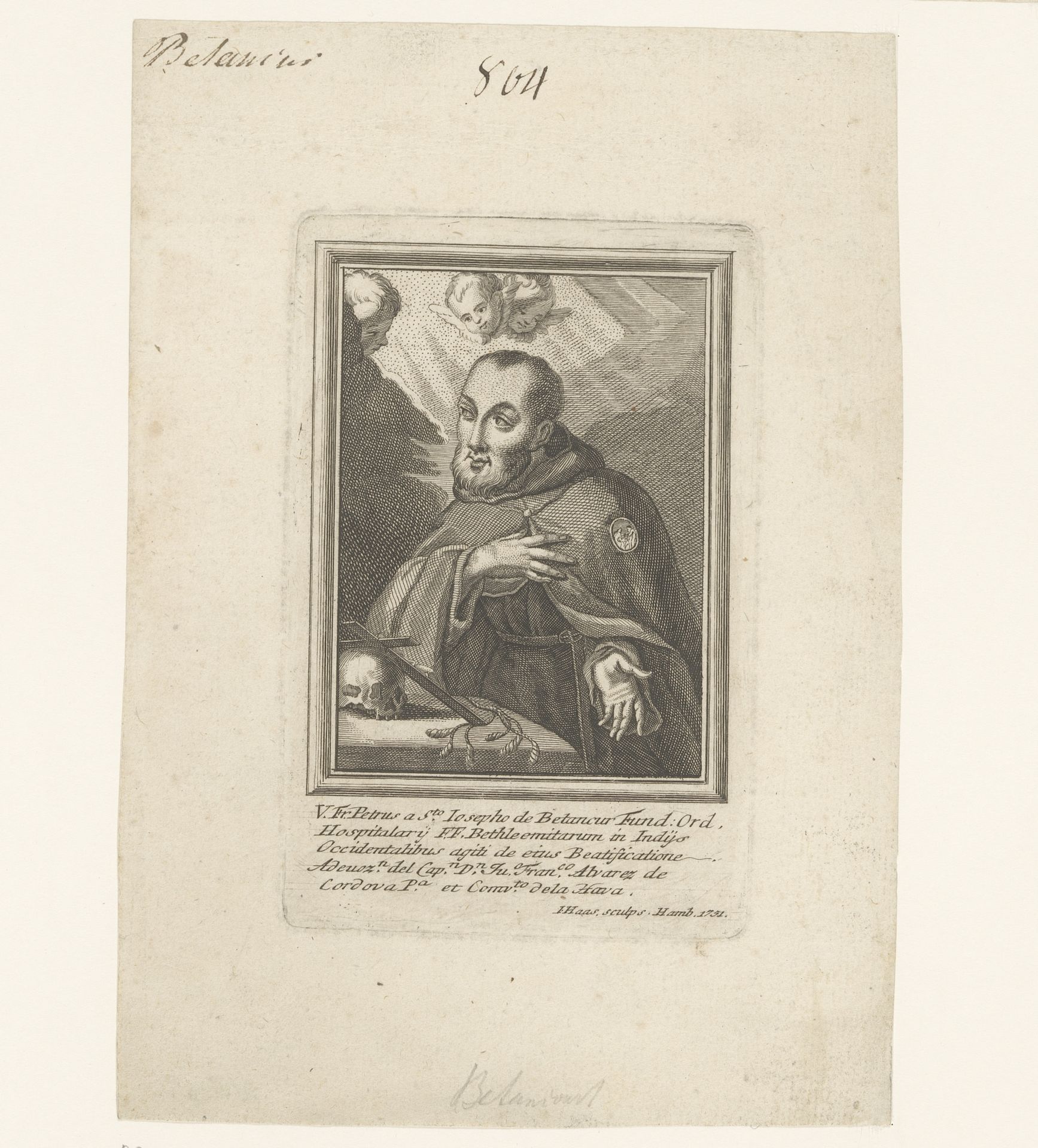 Portret van Pedro de San José de Betancourt by Jonas Haas
