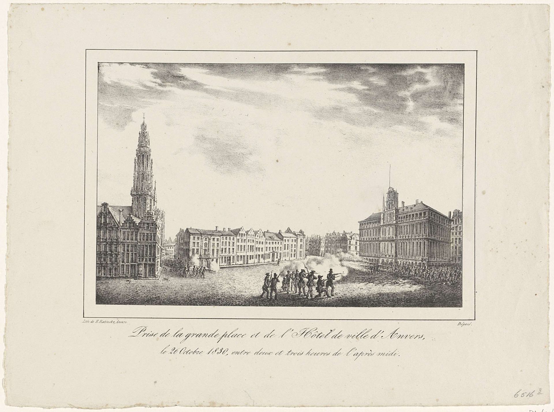 Verovering van de Grote Markt en Stadhuis, 1830 by Anonymous