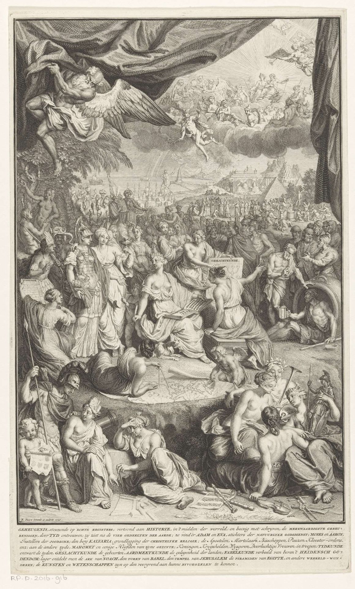 Allegorie met Geschiedenis die de historie schrijft by Bernard Picart
