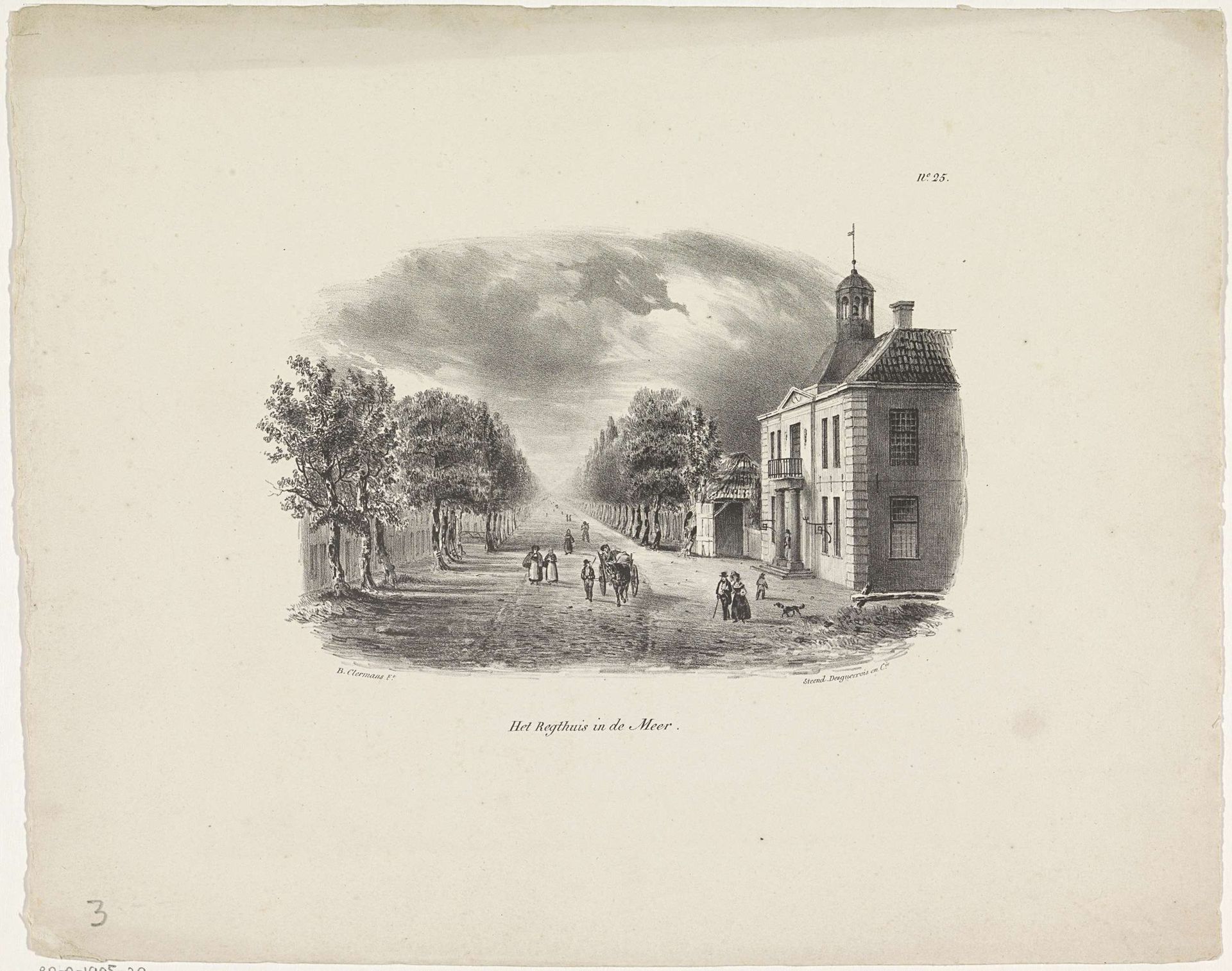 Gezicht op Het Rechthuis en de Middenweg in de Diemermeer by J.B. Clermans