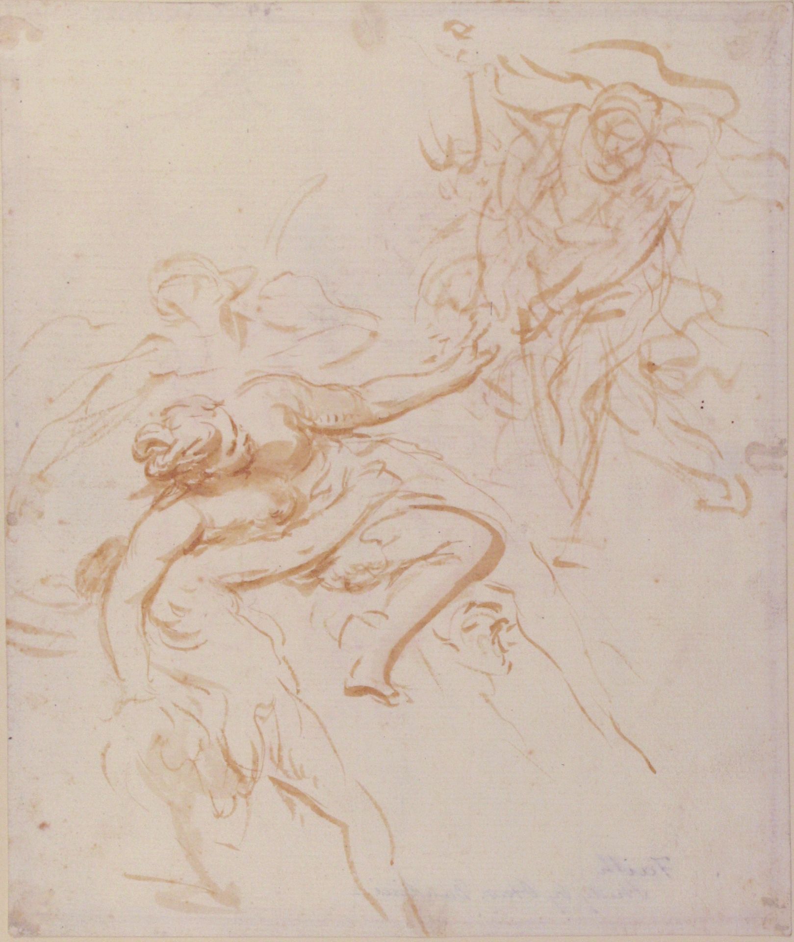 Scene of Abduction (recto); Allegorical Figure of Christian Faith, Drawn over Faint Landscape Indications (verso) by Ottaviano Dandini