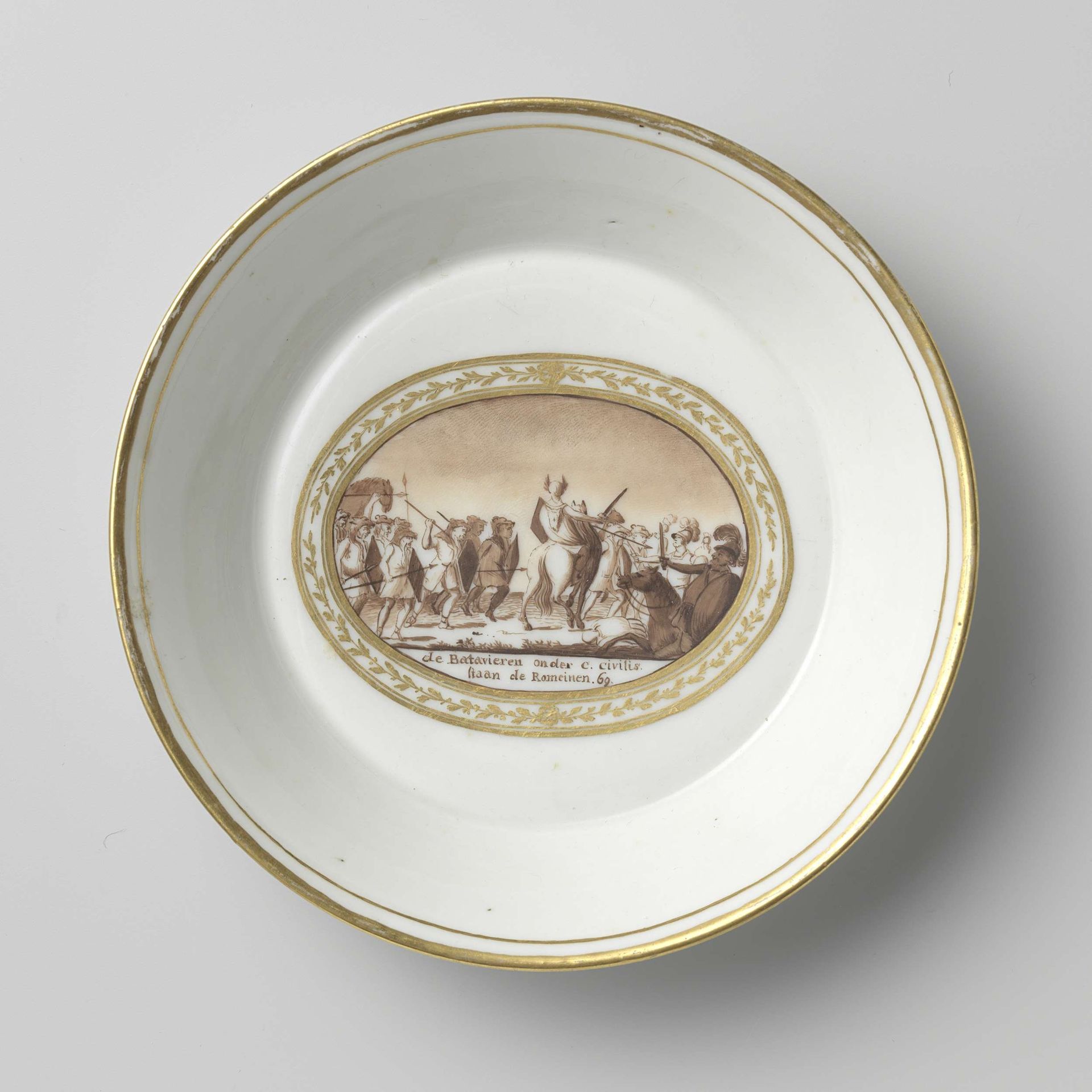 Saucer with an image of the Revolt of the Batavi by Anonymous