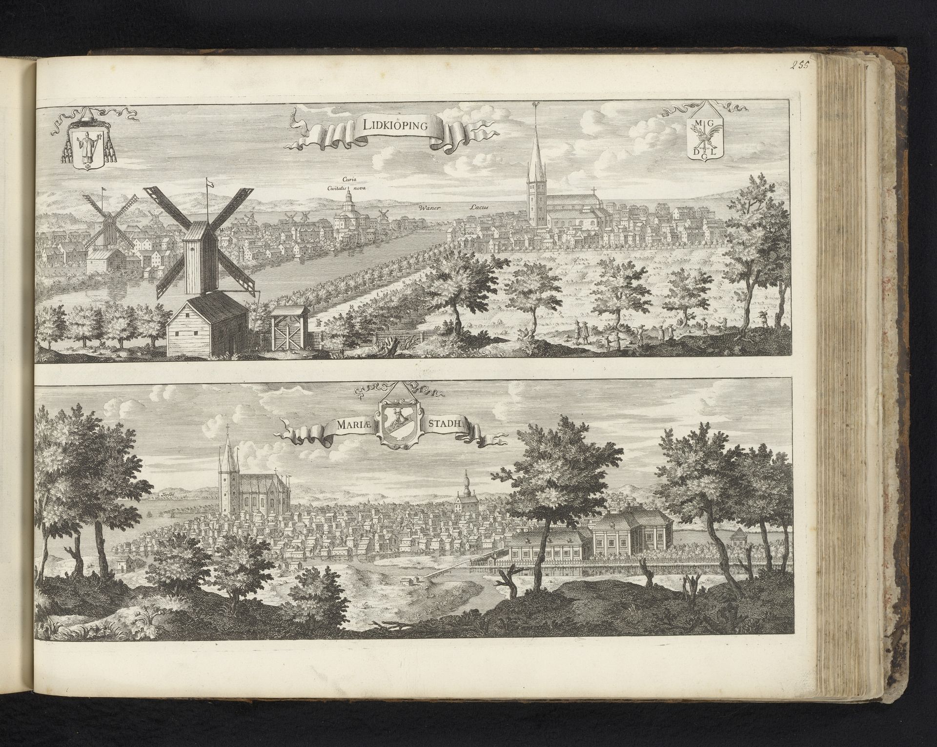 Gezicht op de steden Lidköping en Mariestad by Willem Swidde