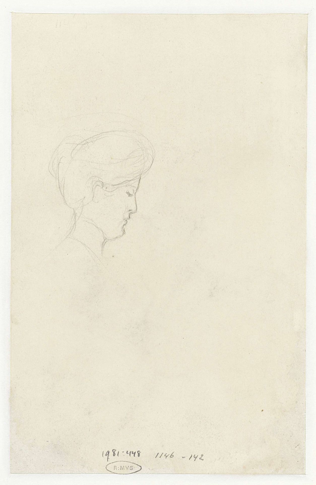 Schets van het hoofd van een vrouw by Jozef Israëls