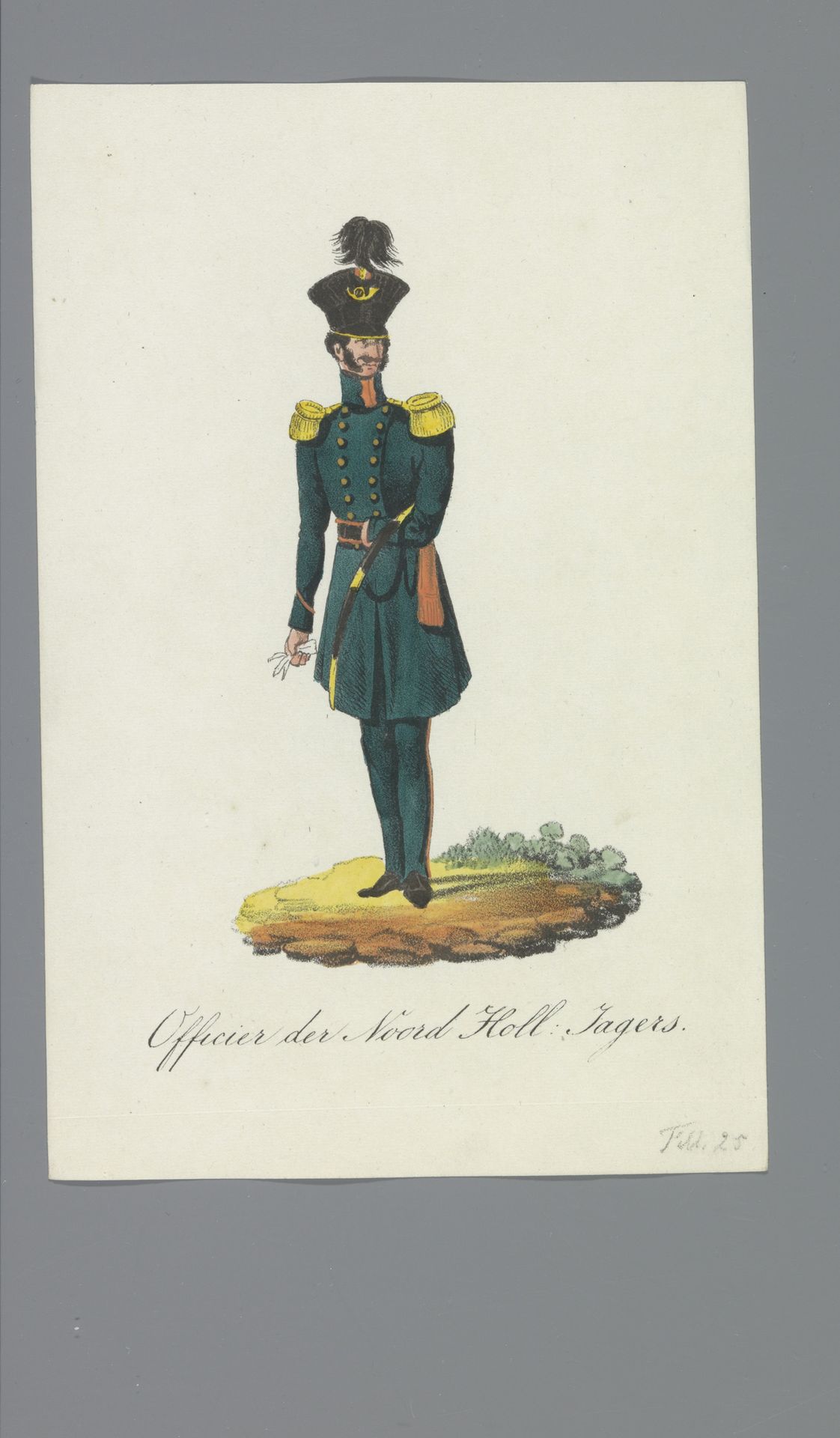 Officier der Noord Holl: Jagers by Albertus Verhoesen