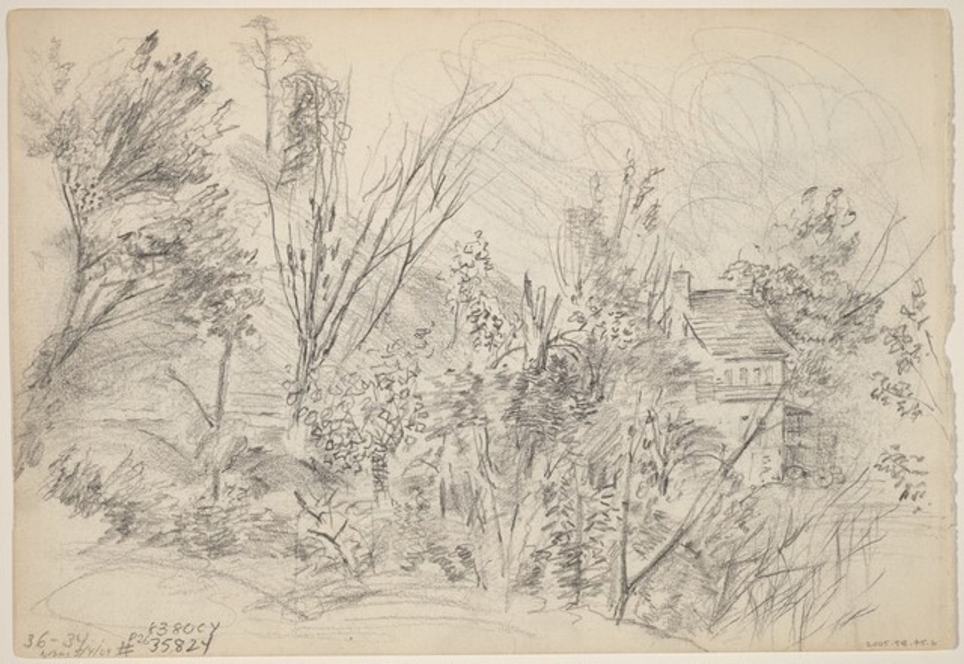 Trees and Cottage [verso] by John Marin