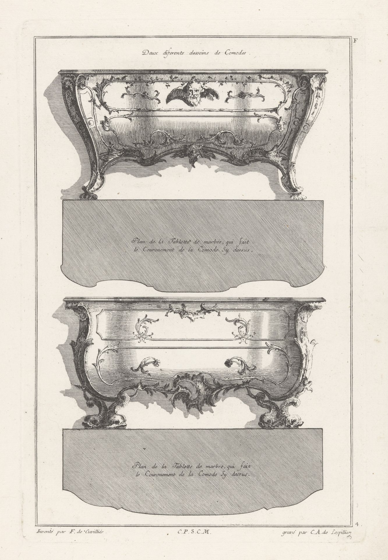 Twee commodes by Carl Albert von Lespilliez
