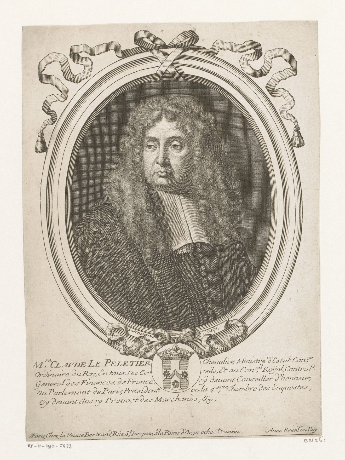 Portret van Claude Le Peletier by Nicolas de (I) Larmessin