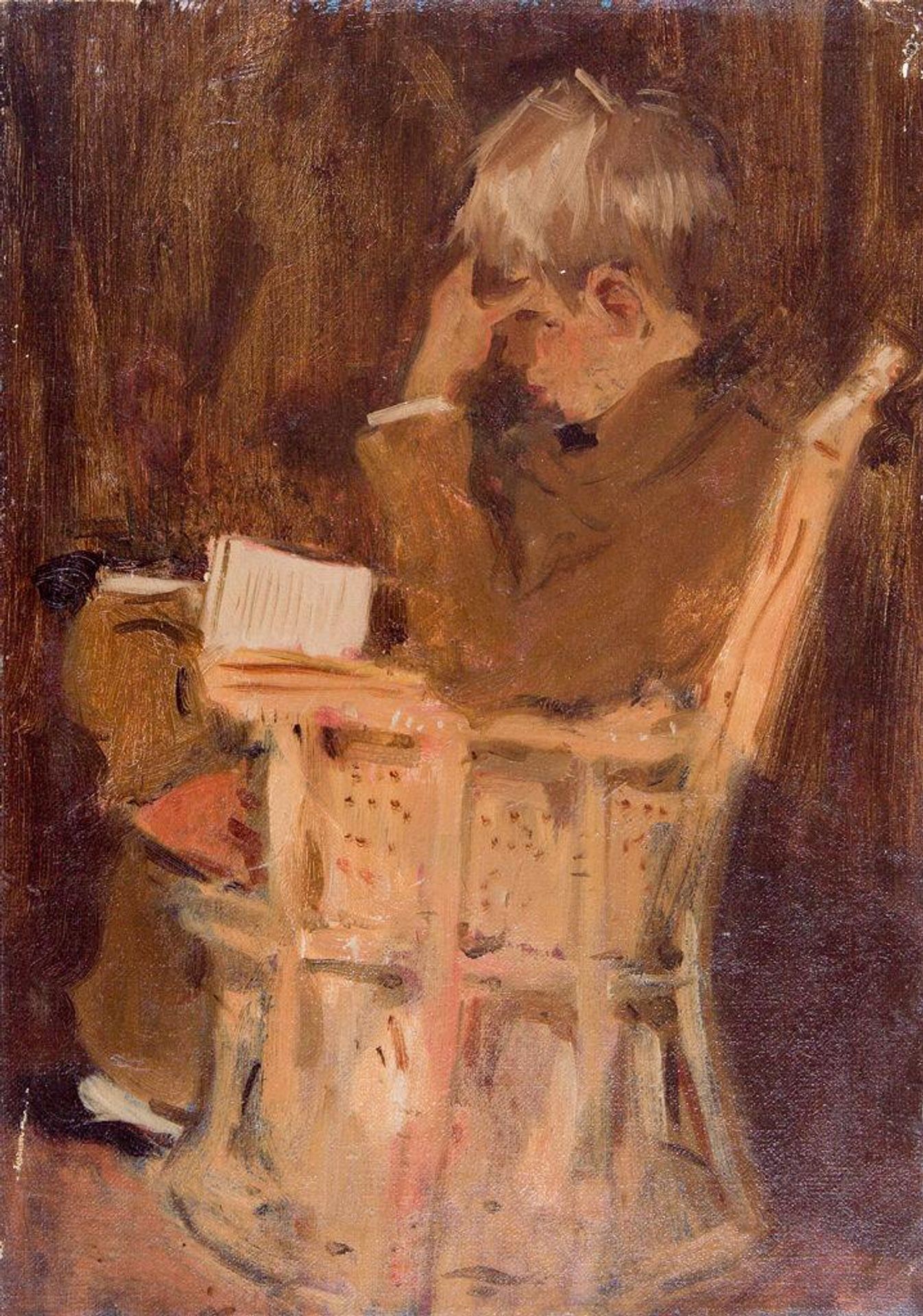 Portrait of a Seated Young Boy Reading by Denman Waldo Ross