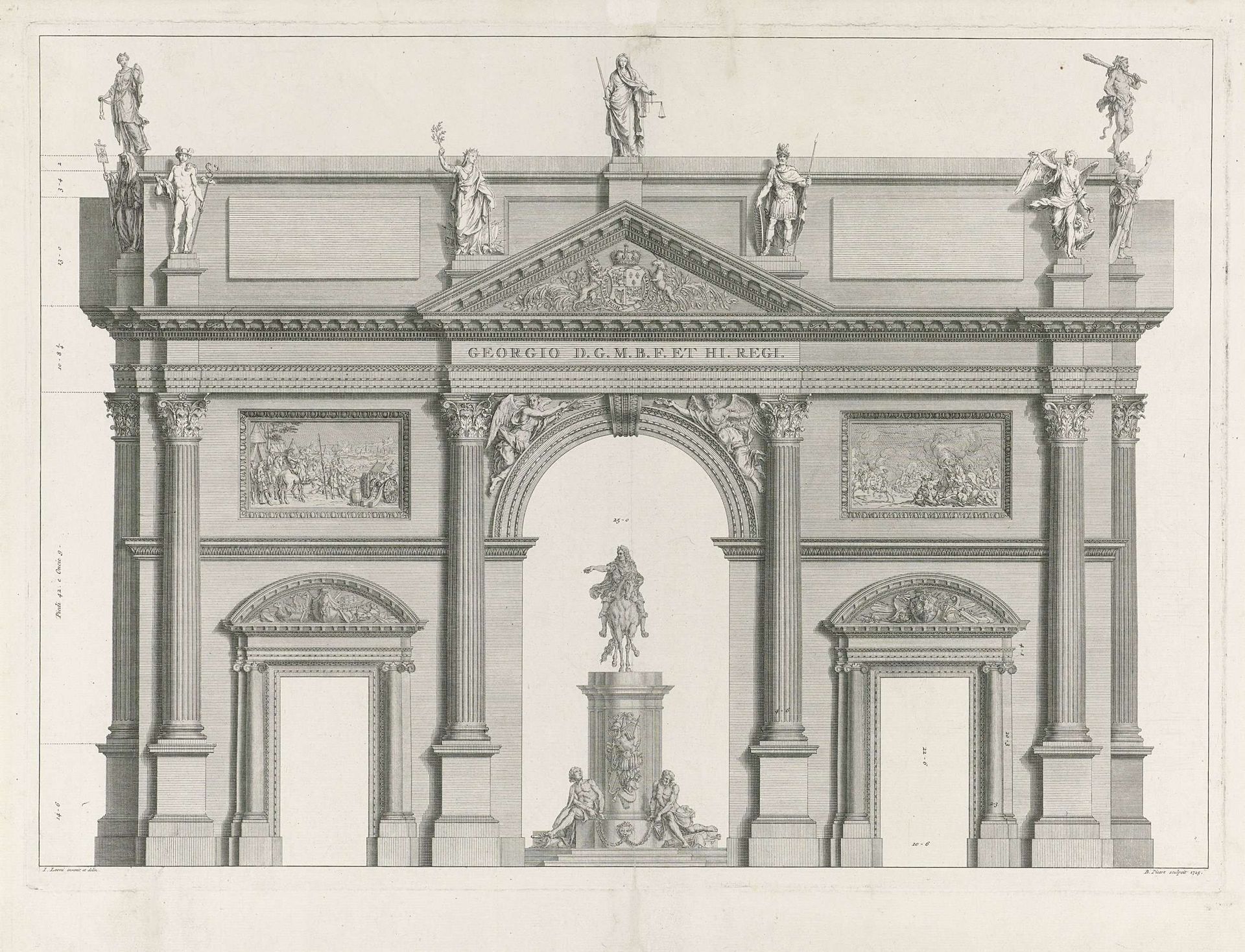 De triomfboog voor George I van Groot-Brittannië by Bernard Picart