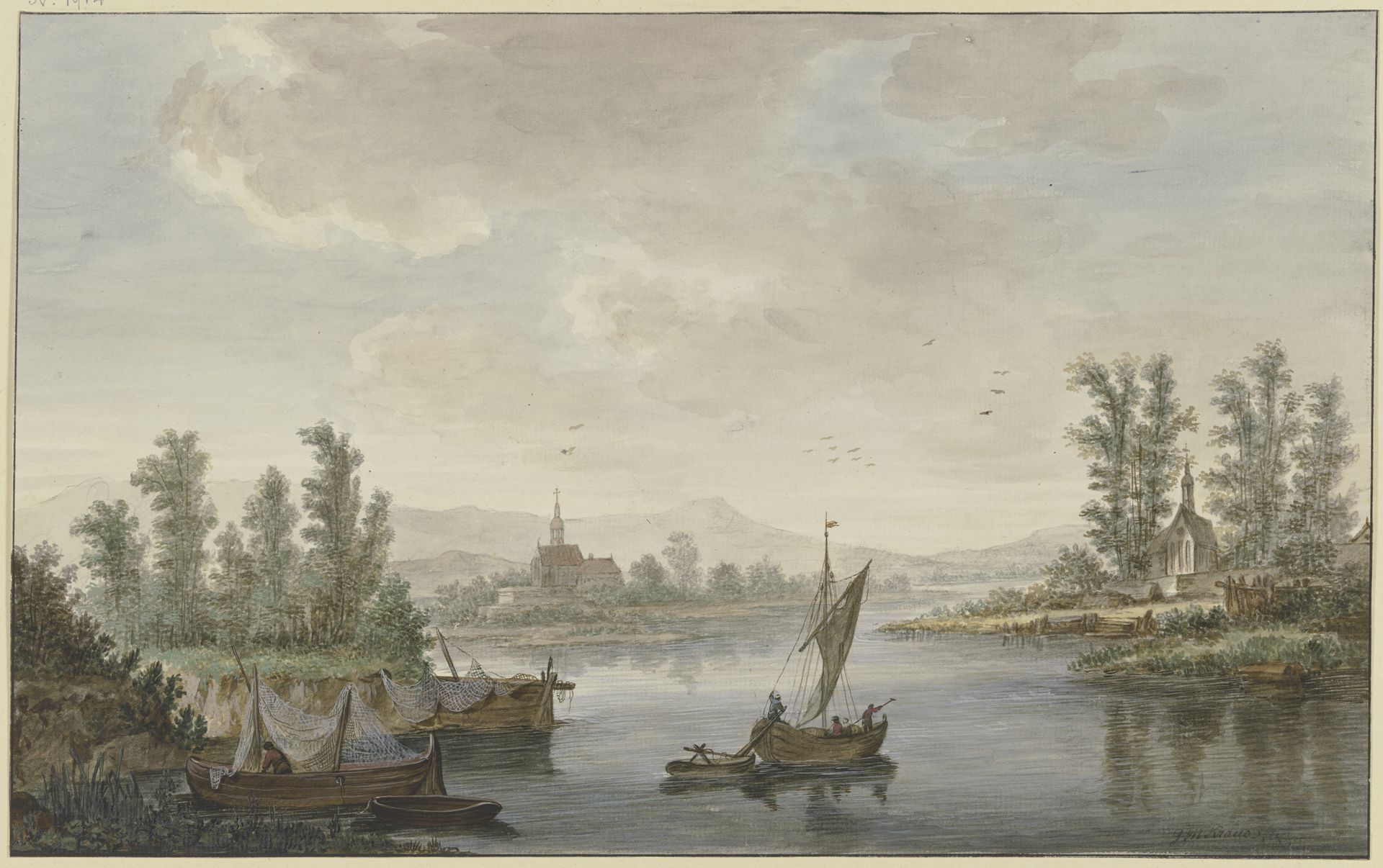 River landscape by Georg Melchior Kraus
