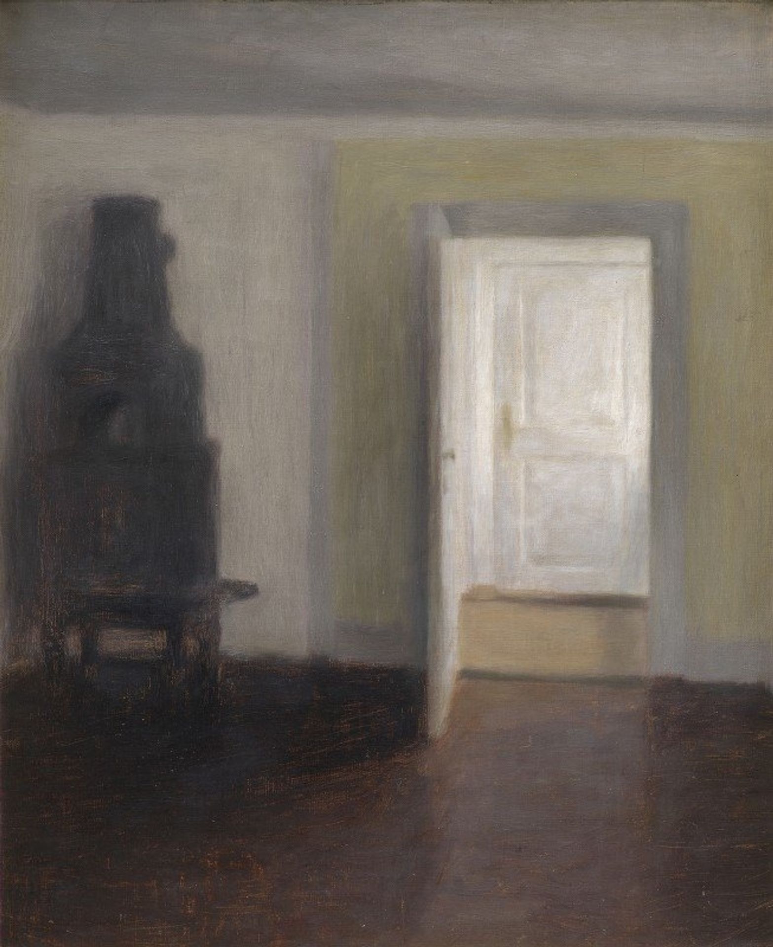 Interior. An Old Stove by Vilhelm Hammershøi