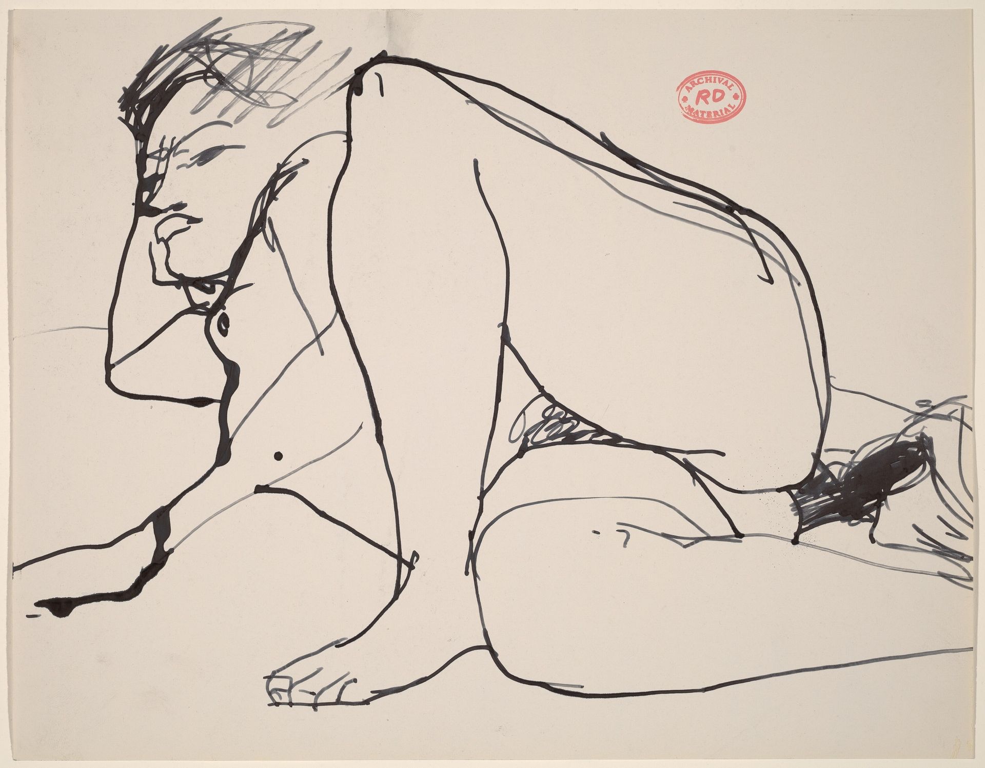 untitled [female nude lying on right side] by Richard Diebenkorn