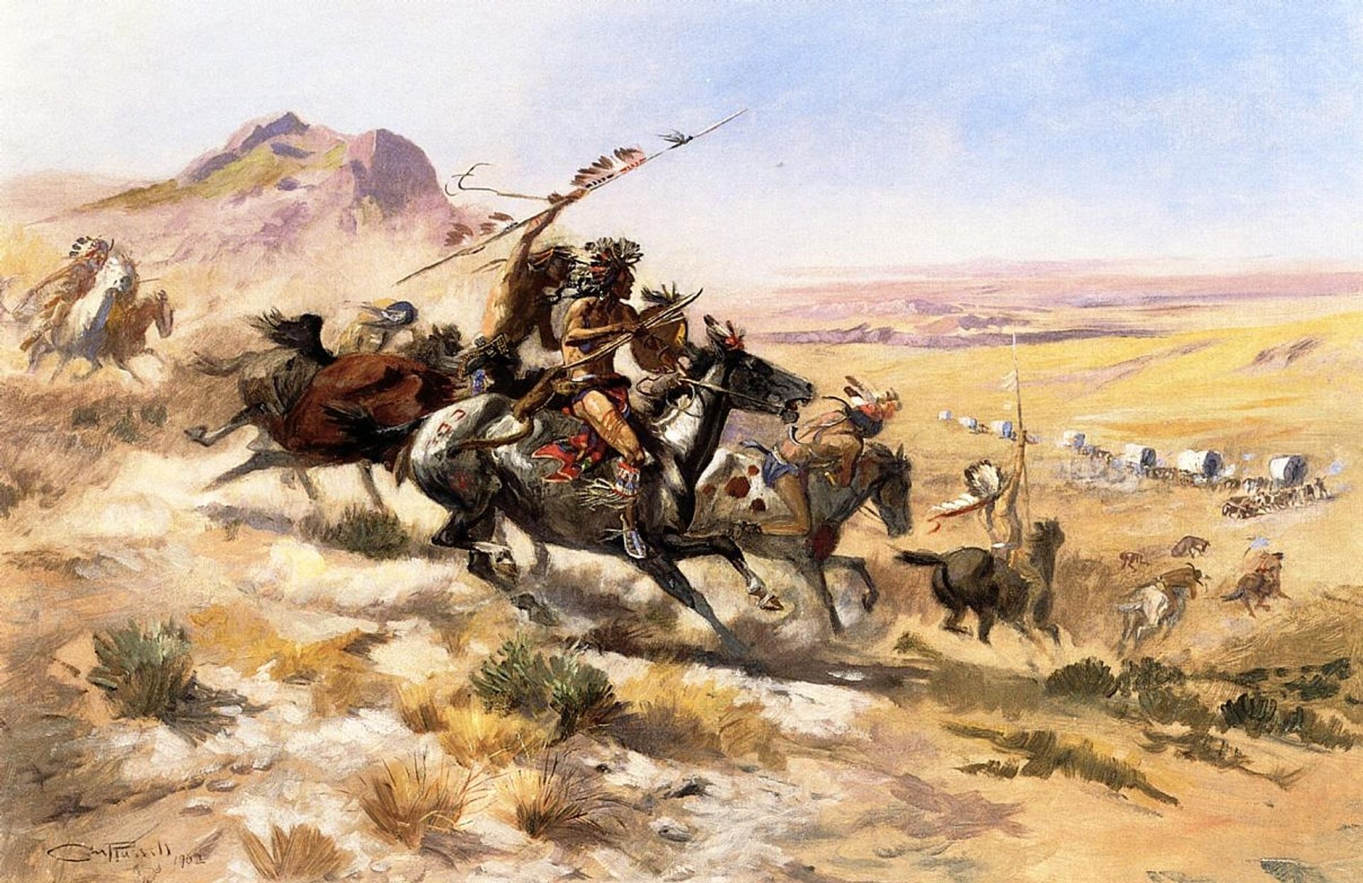 Attack on a Wagon Train by Charles M. Russell