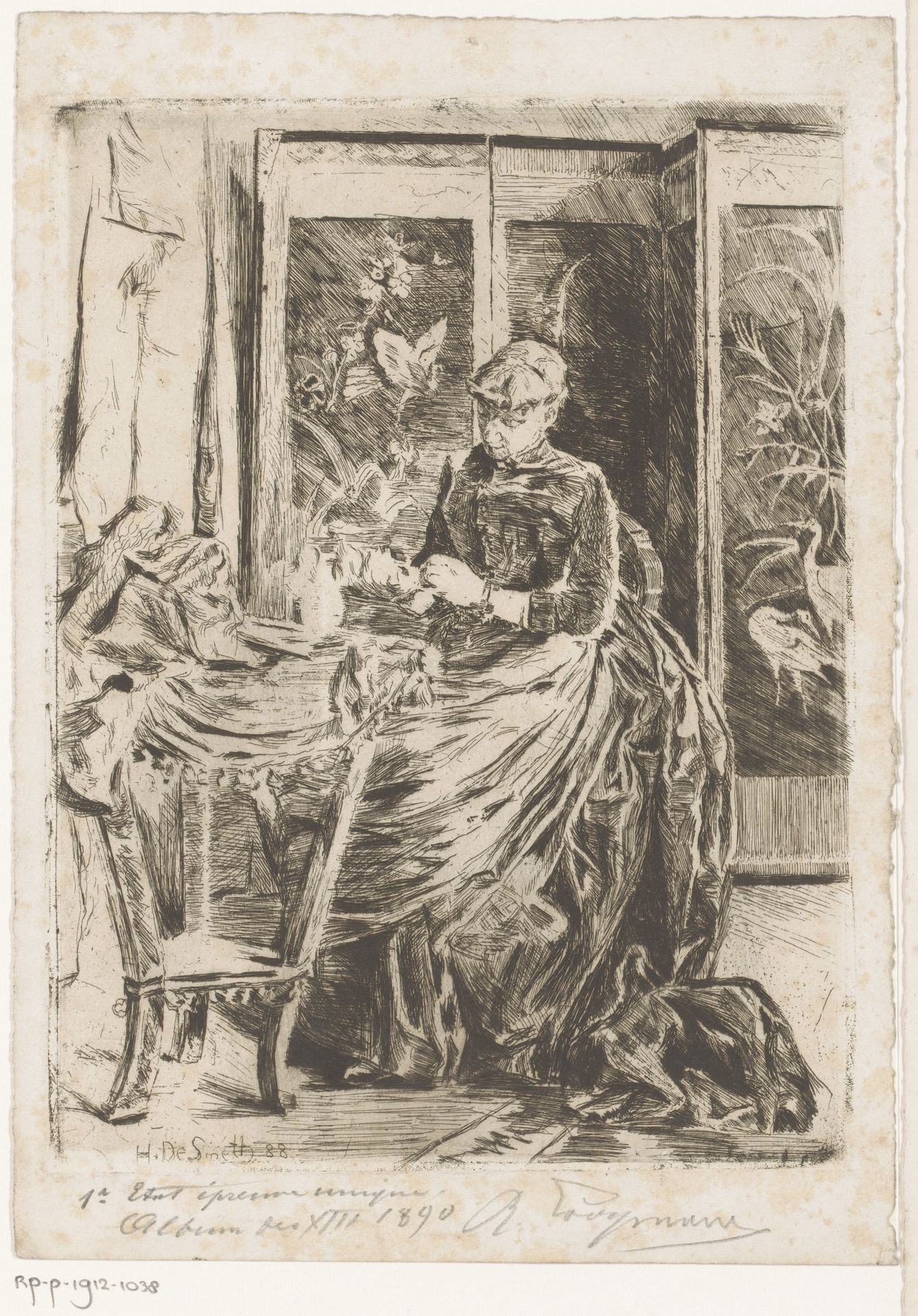 Handwerkende vrouw in een interieur by Romain Looymans