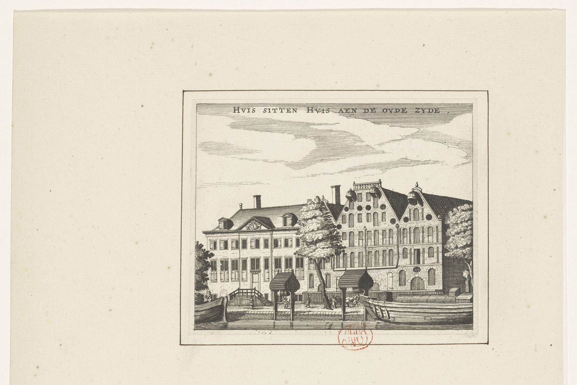 Gezicht op het Oudezijds Huiszittenhuis te Amsterdam by Jan Veenhuysen