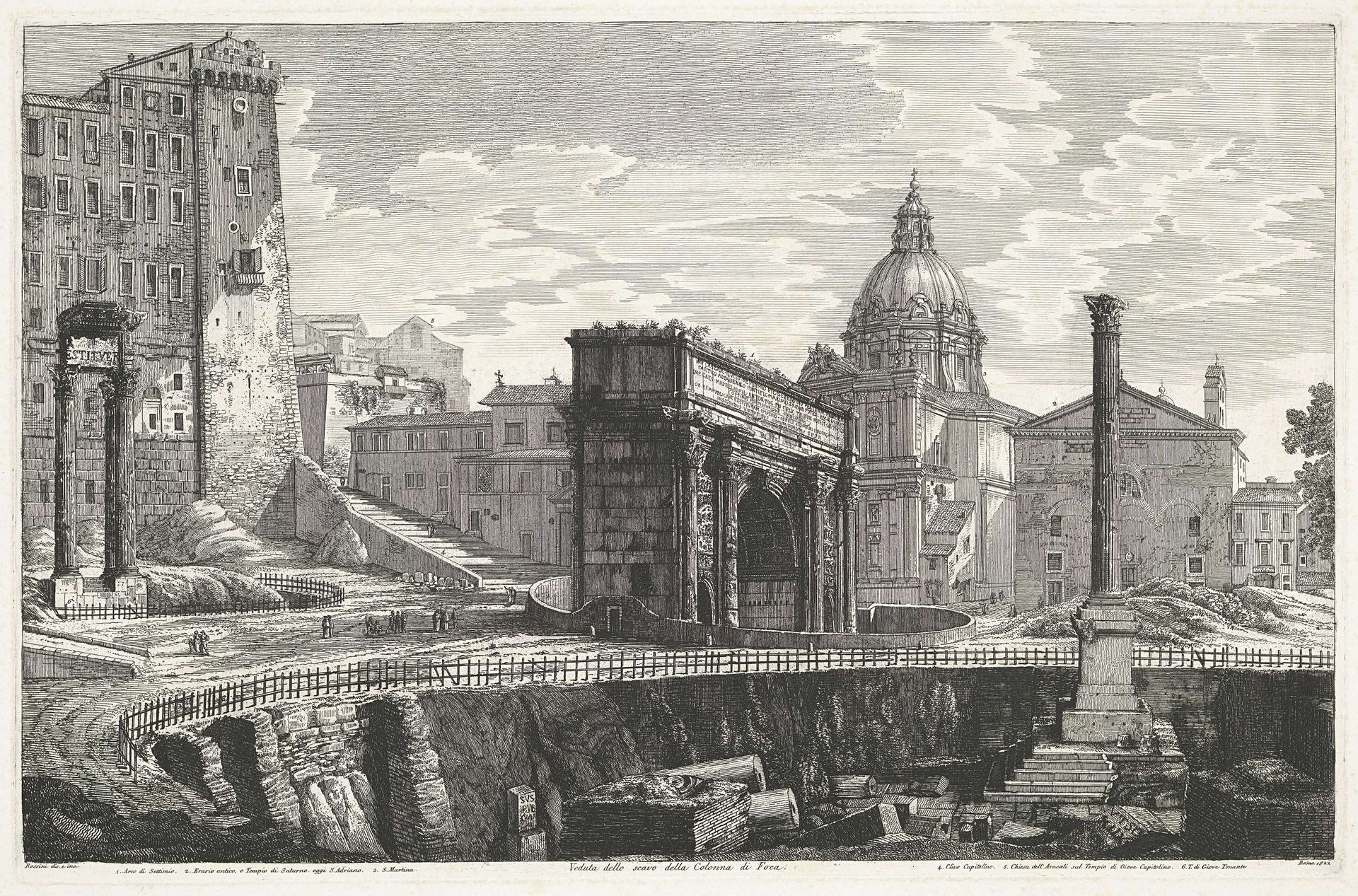 De Zuil van Phocas op het Forum Romanum by Luigi Rossini