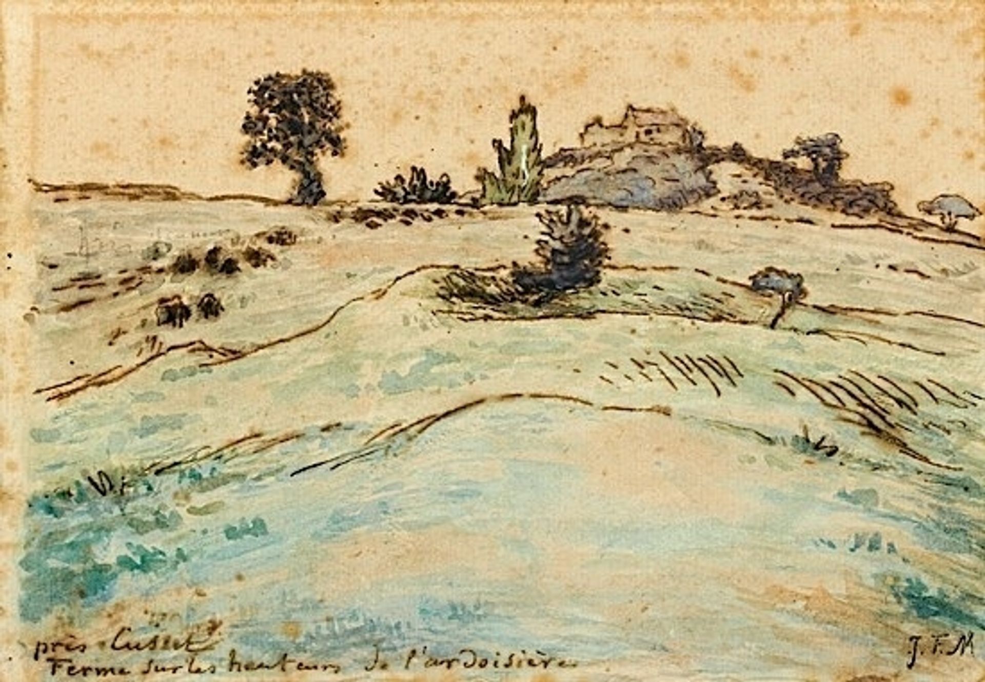 Farm on the hills of the Ardoisière near Cusset by Jean-François Millet
