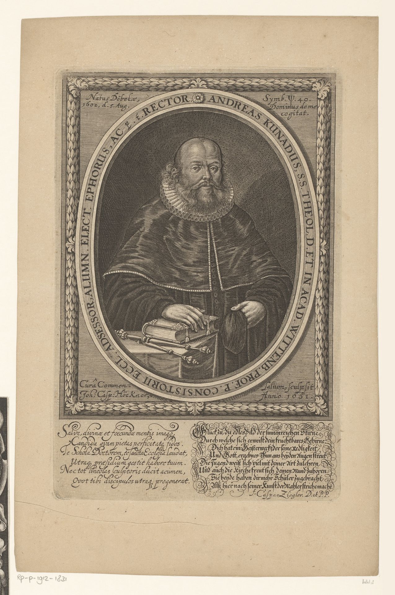 Portret van Andreas Kunad by Johann Caspar Hoeckner