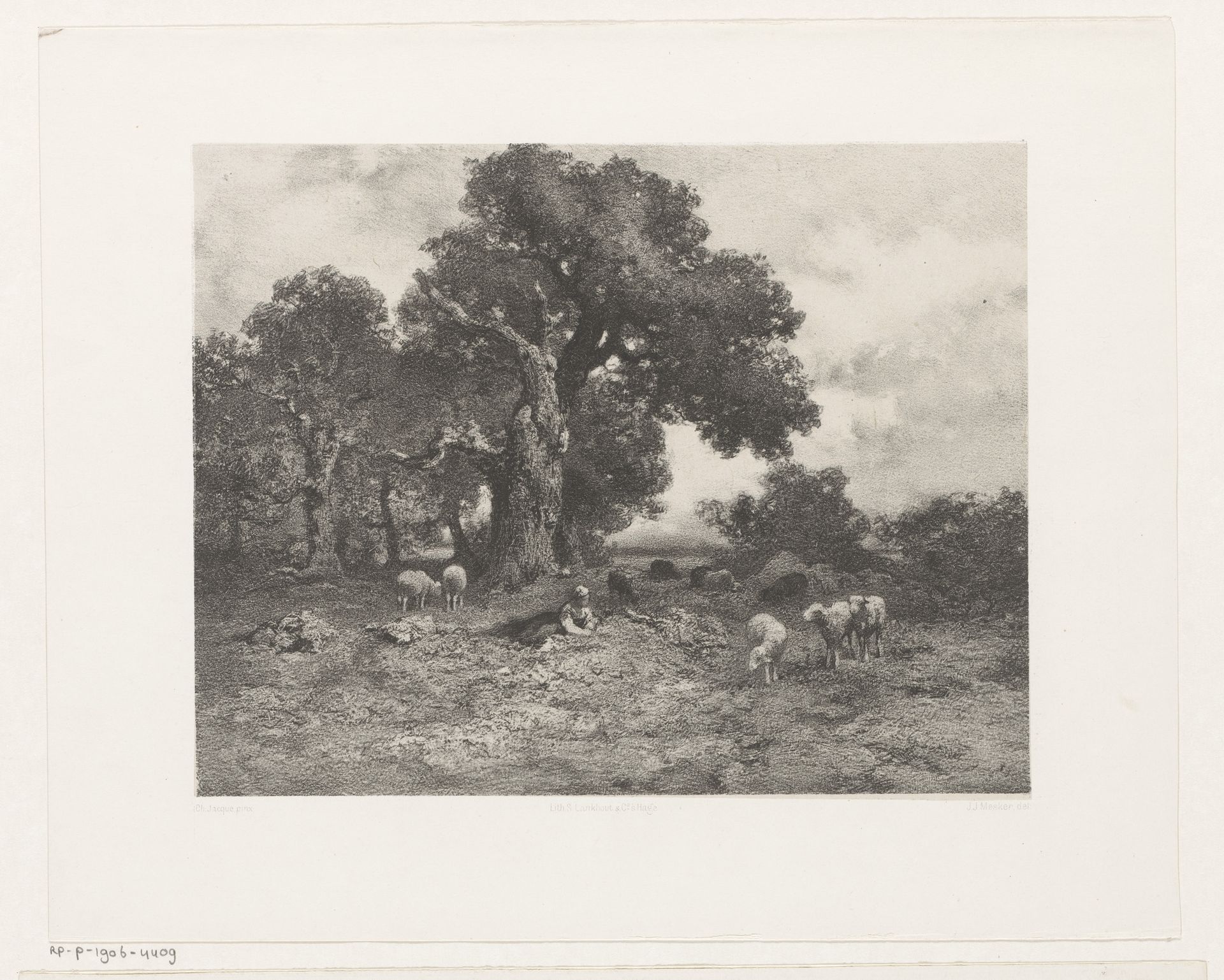 Landschap met schapen by Jan Mesker