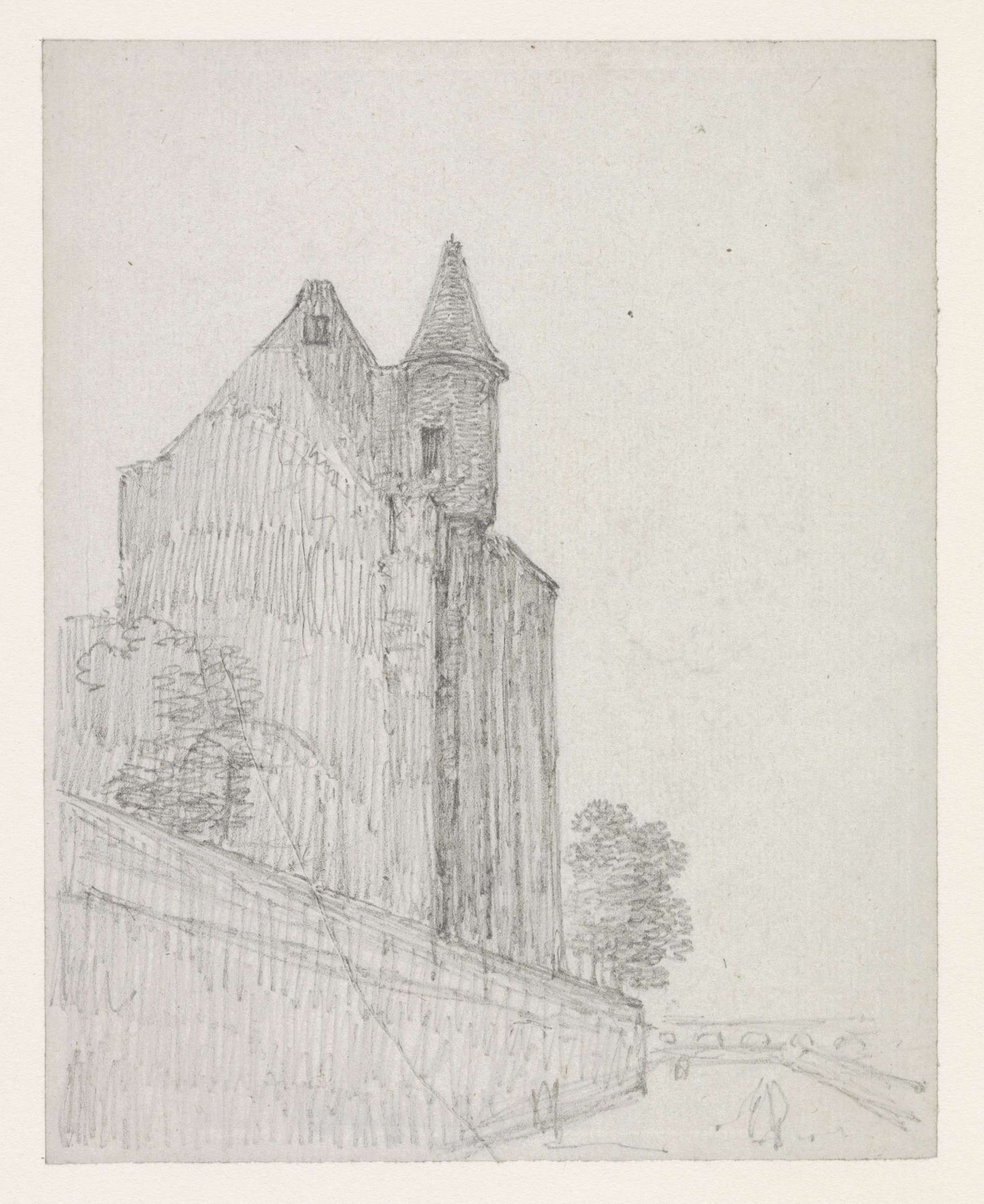 Overblijfsel van een Middeleeuws gebouw aan de Seine-kade by Georges Michel