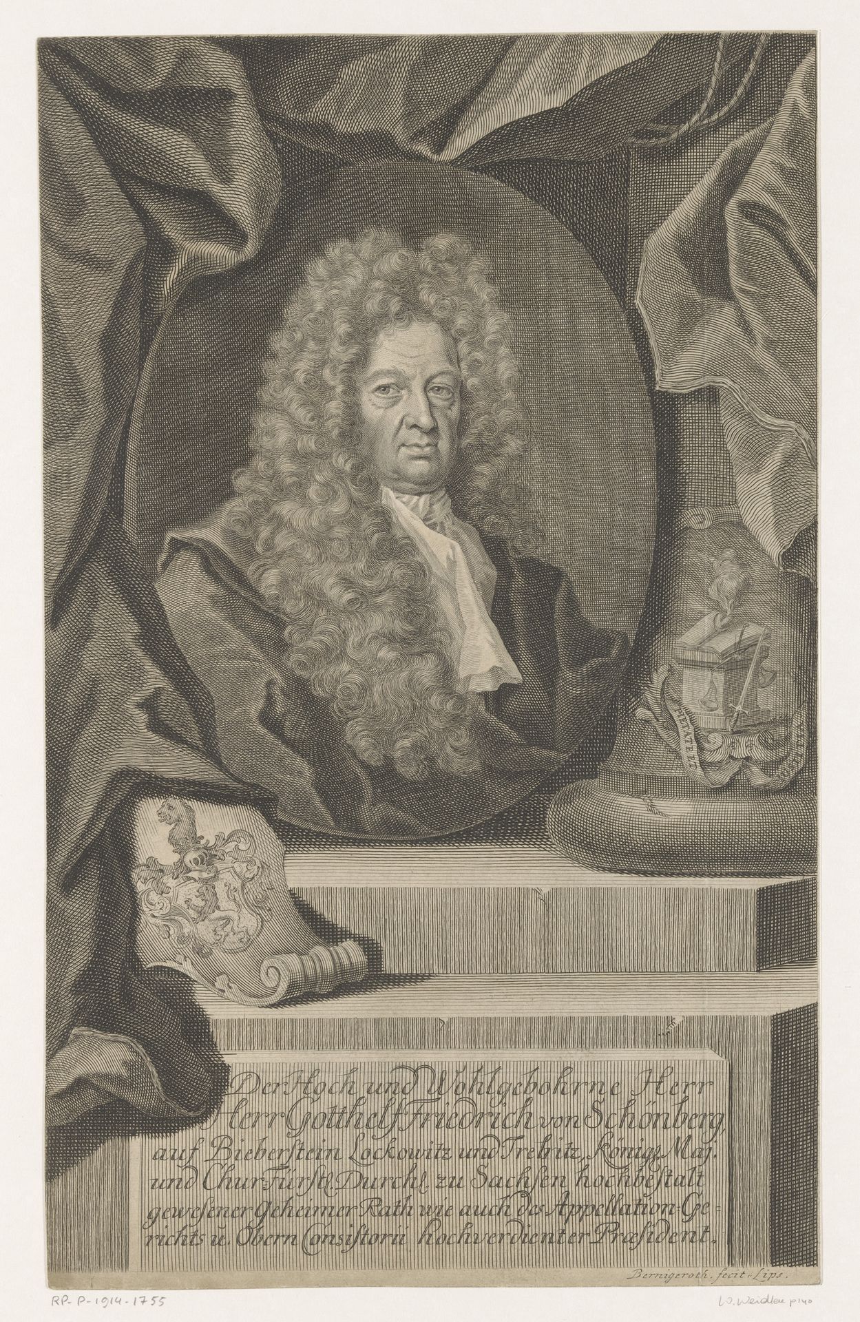 Portret van Gotthelf Friedrich von Schönberg by Martin Bernigeroth