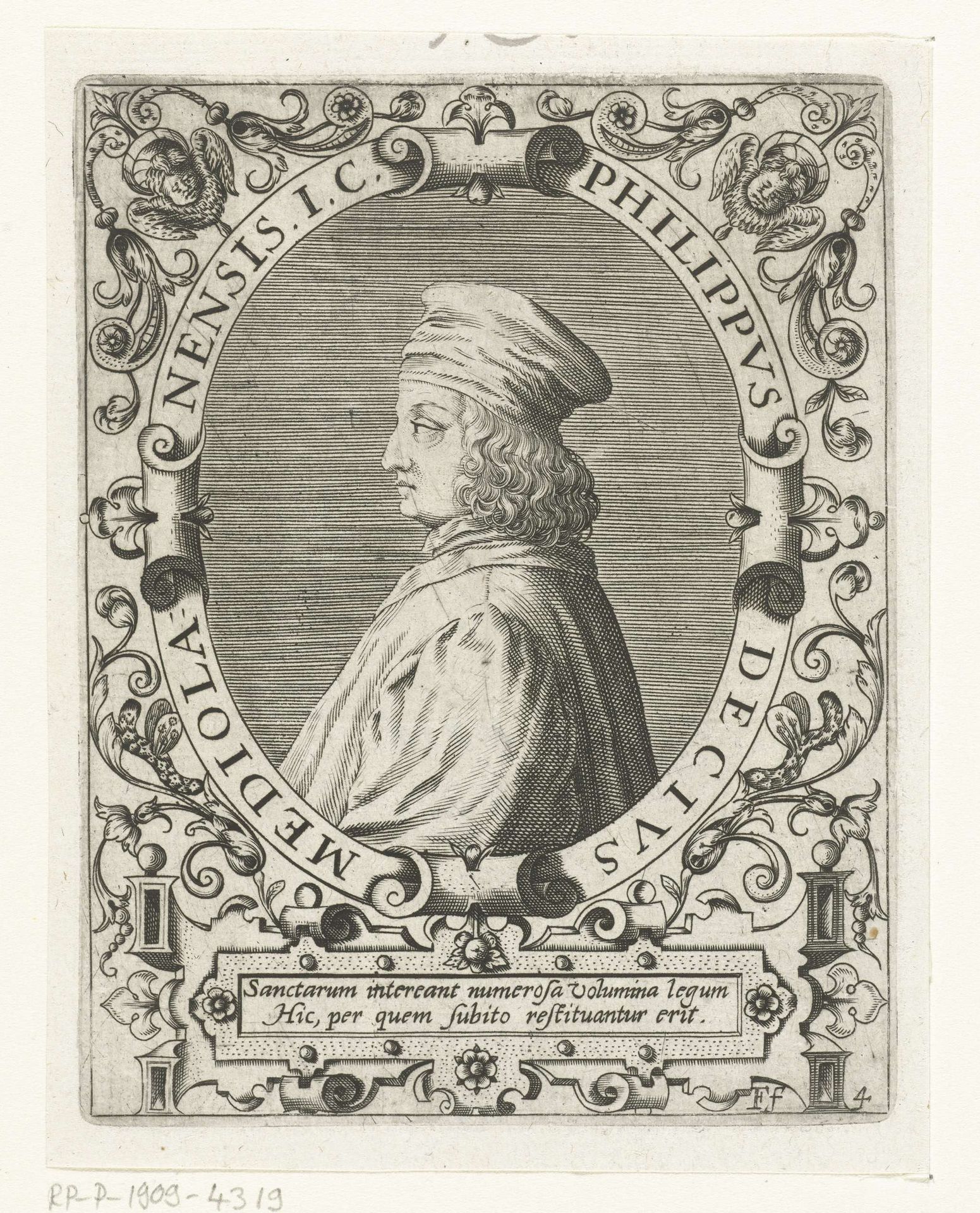 Portret van Filippo Decio by Theodor de Bry