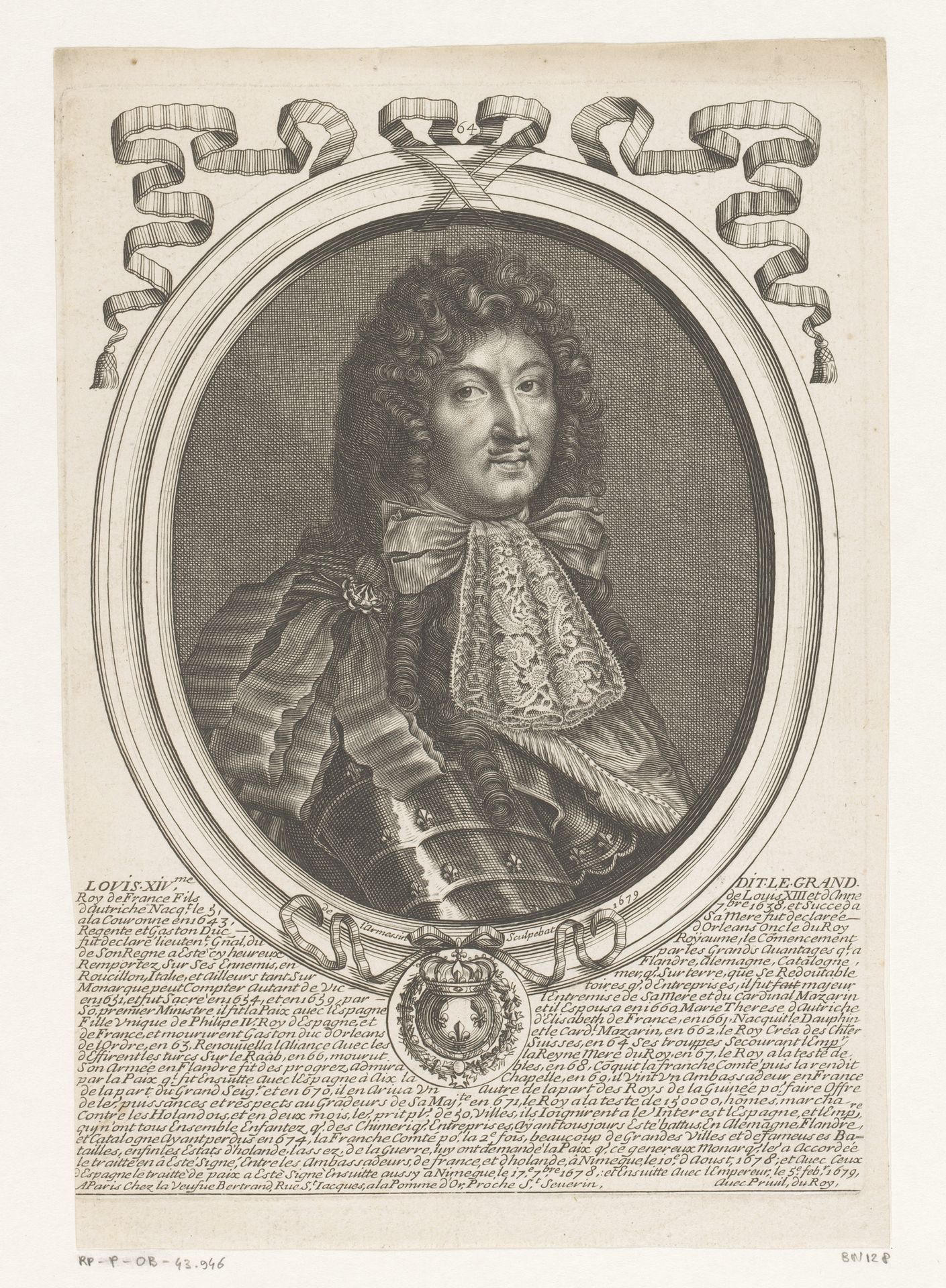 Portret van Lodewijk XIV, koning van Frankrijk by Nicolas de (I) Larmessin