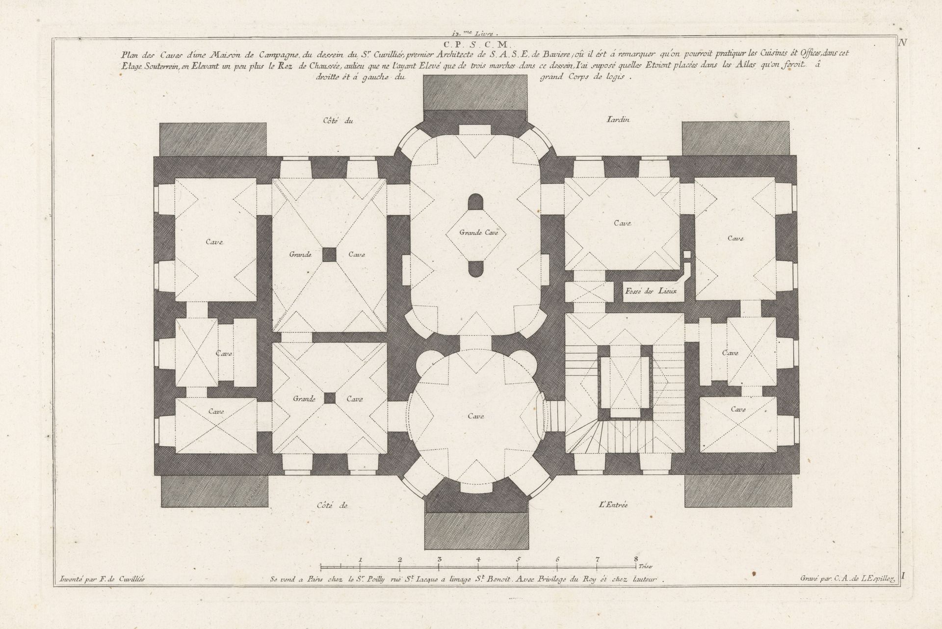 Plattegrond van kelder by Carl Albert von Lespilliez