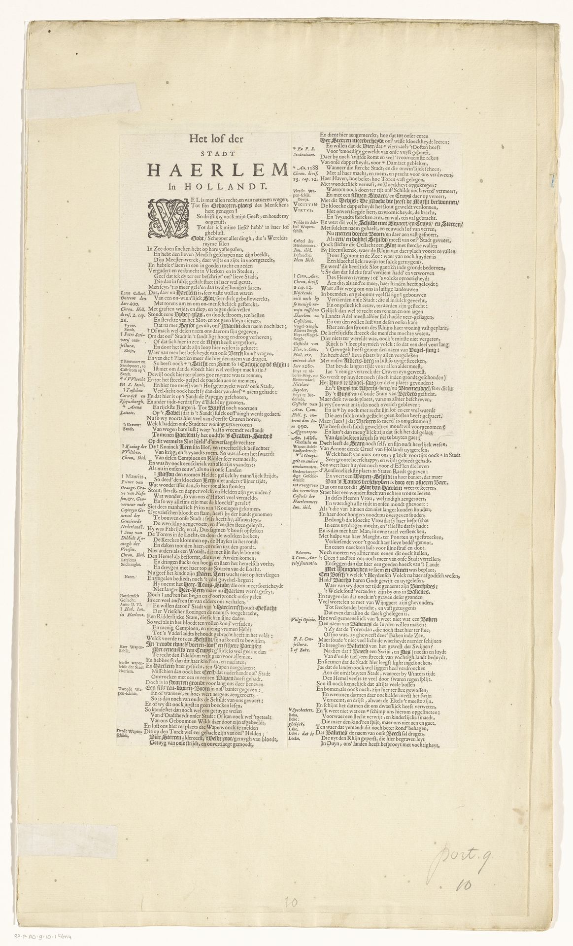 Deel van een beschrijving van de stad Haarlem in dichtvorm (1/4) by Samuel Ampzing