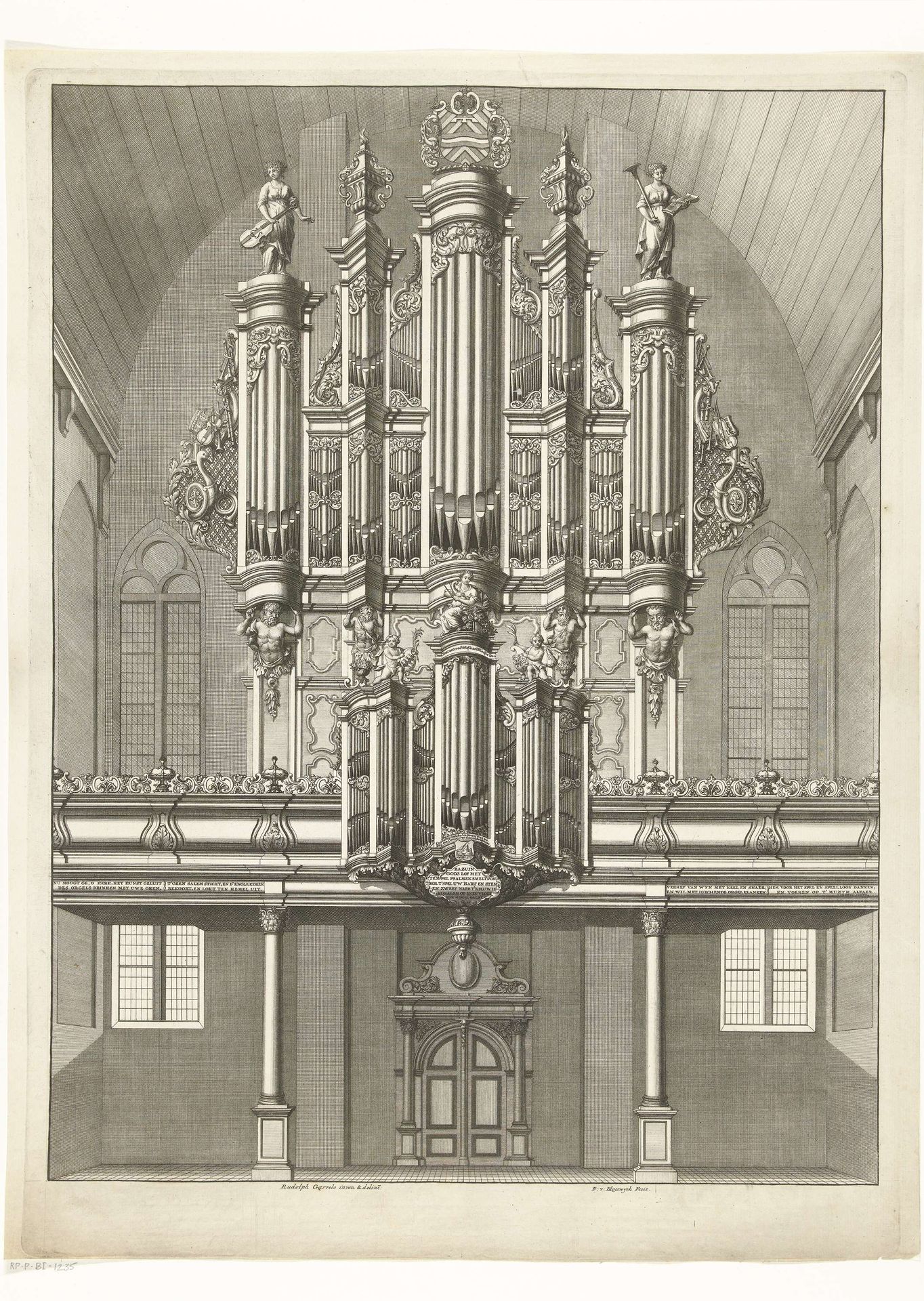 Interieur van Grote Kerk met Garrels orgel te Maassluis by François van Bleyswijck