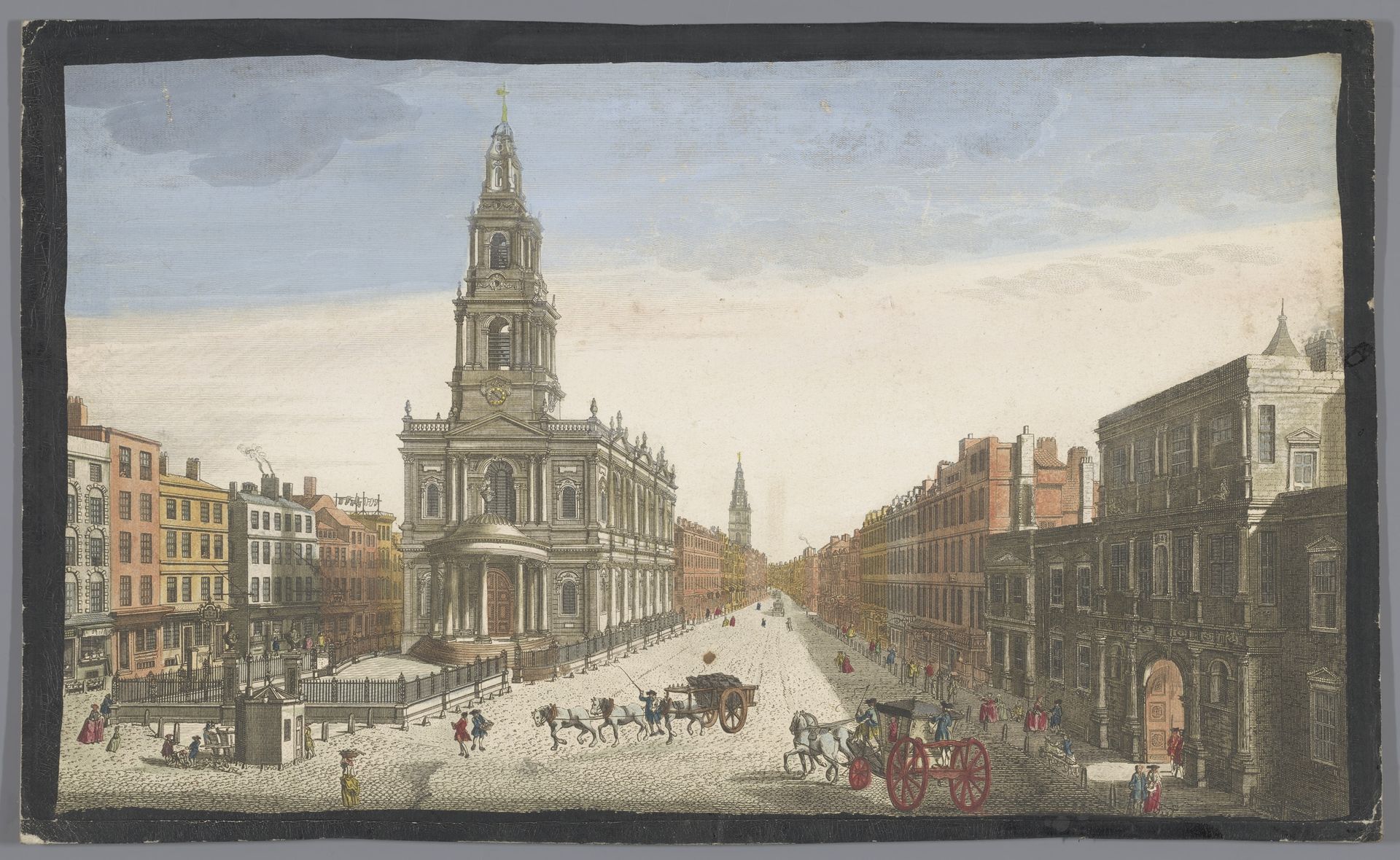 Gezicht op Somerset House en de kerk Saint Mary-le-Strand te Londen by Robert Sayer